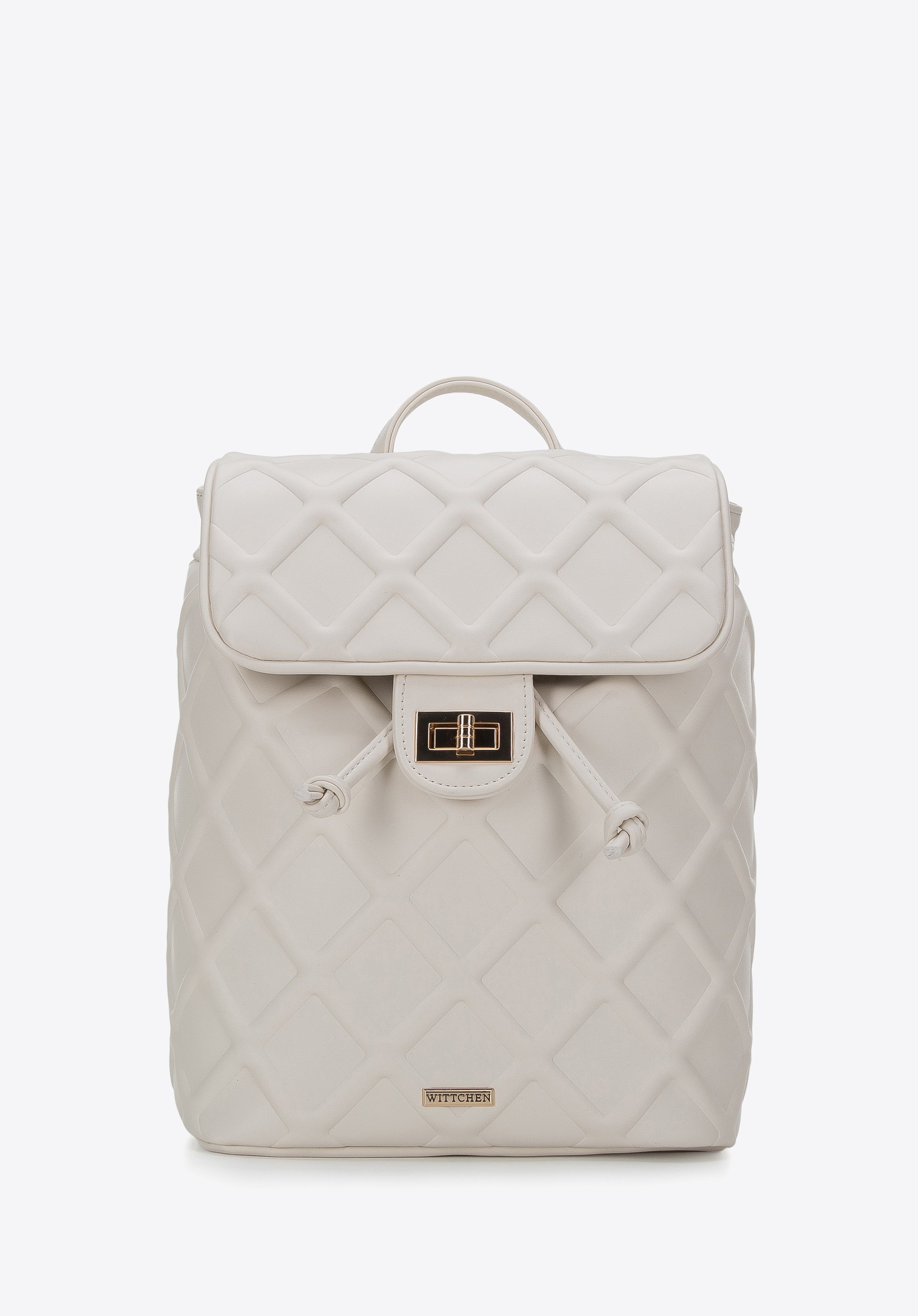 Damen-Rucksack aus Ökoleder mit geprägtem Waffelmuster, Creme, 94-4Y-622-0, Bild 1