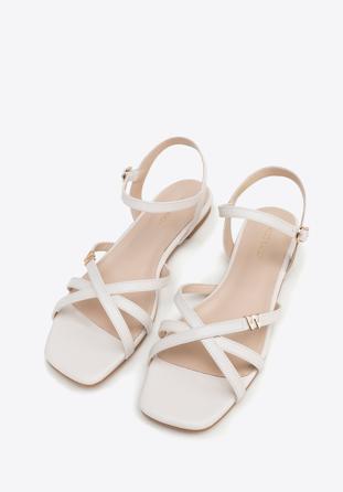 Damen-Sandalen aus Leder mit Kreuzriemen, Creme, 98-D-971-0-41, Bild 1