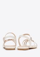 Damen-Sandalen aus Leder mit Kreuzriemen, Creme, 98-D-971-P-40, Bild 4