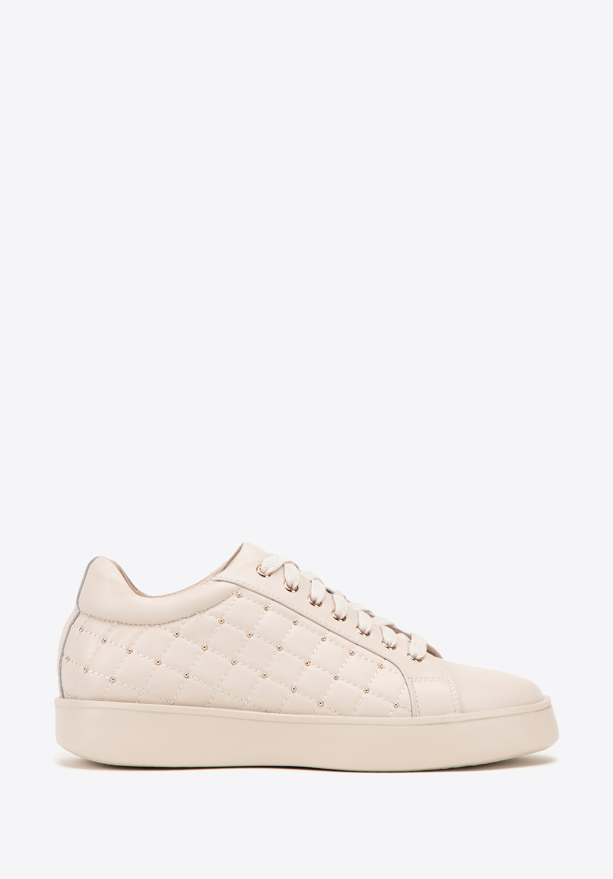 Damen-Sneaker aus Leder mit gestepptem Obermaterial, Creme, 99-D-508-0-41, Bild 1