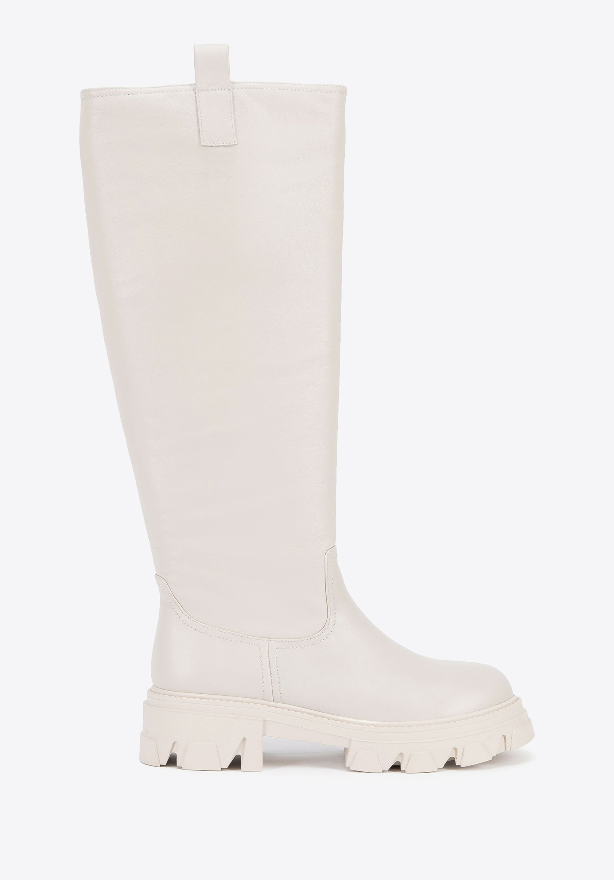 Damen-Stiefel aus Leder mit dicker Sohle, Creme, 95-D-511-0-36, Bild 1