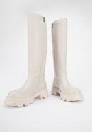Damen-Stiefel aus Leder mit dicker Sohle, Creme, 95-D-511-9-39, Bild 8