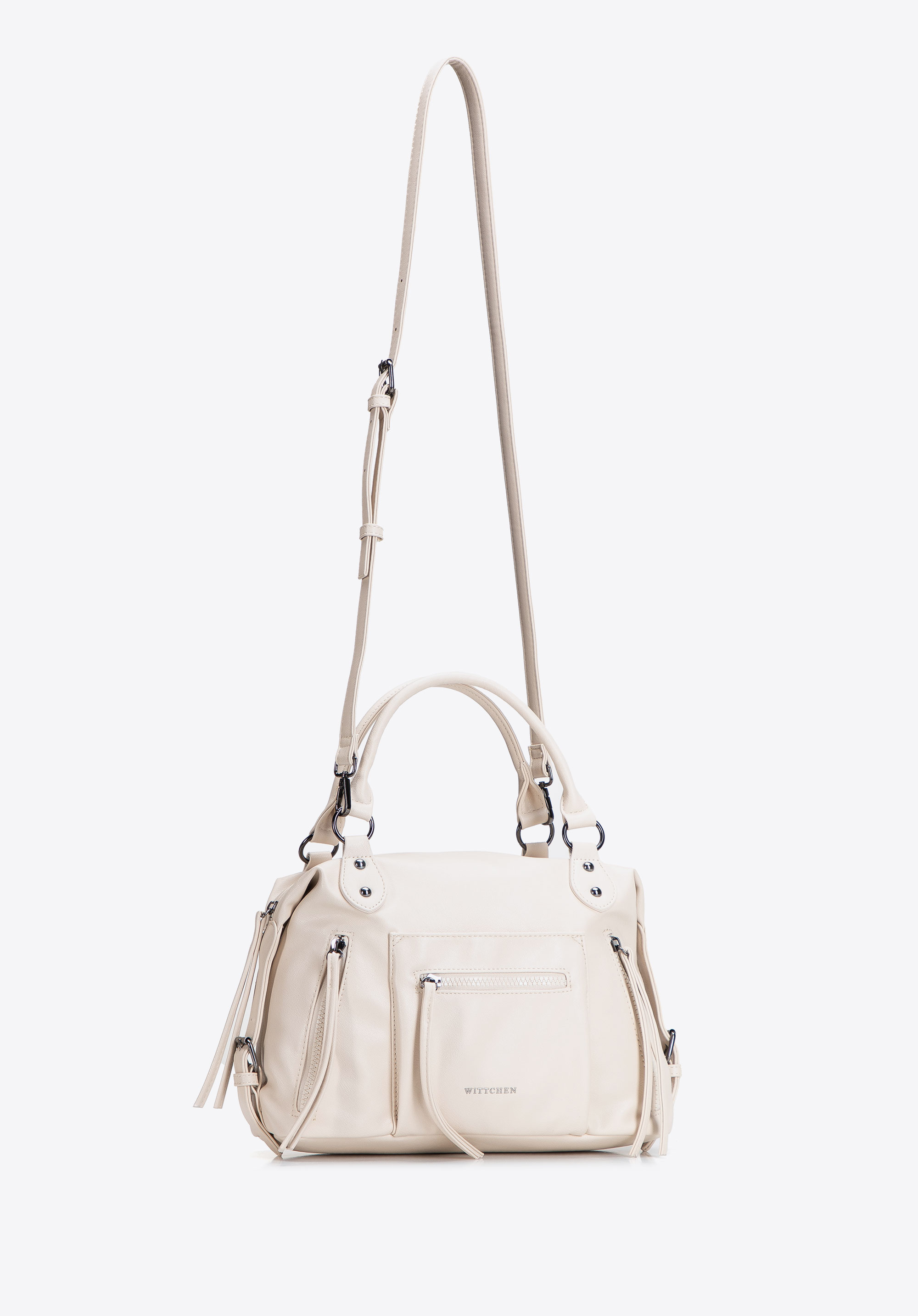 Damen-Tragetasche mit dekorativen Quasten, Creme, 103-4Y-509-0, Bild 1