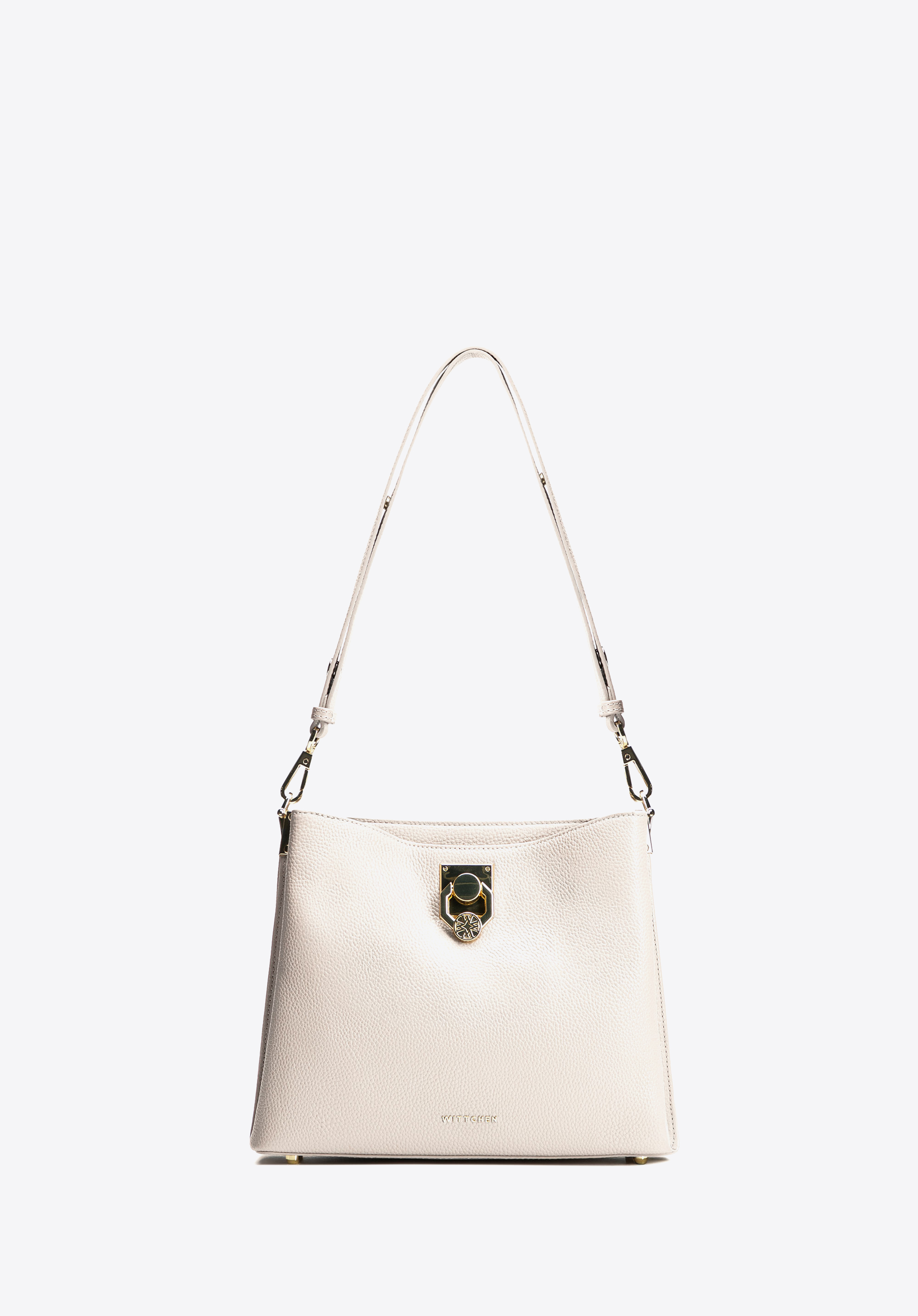 Damen Umhängetasche aus Leder, Creme, 100-4E-605-0, Bild 1