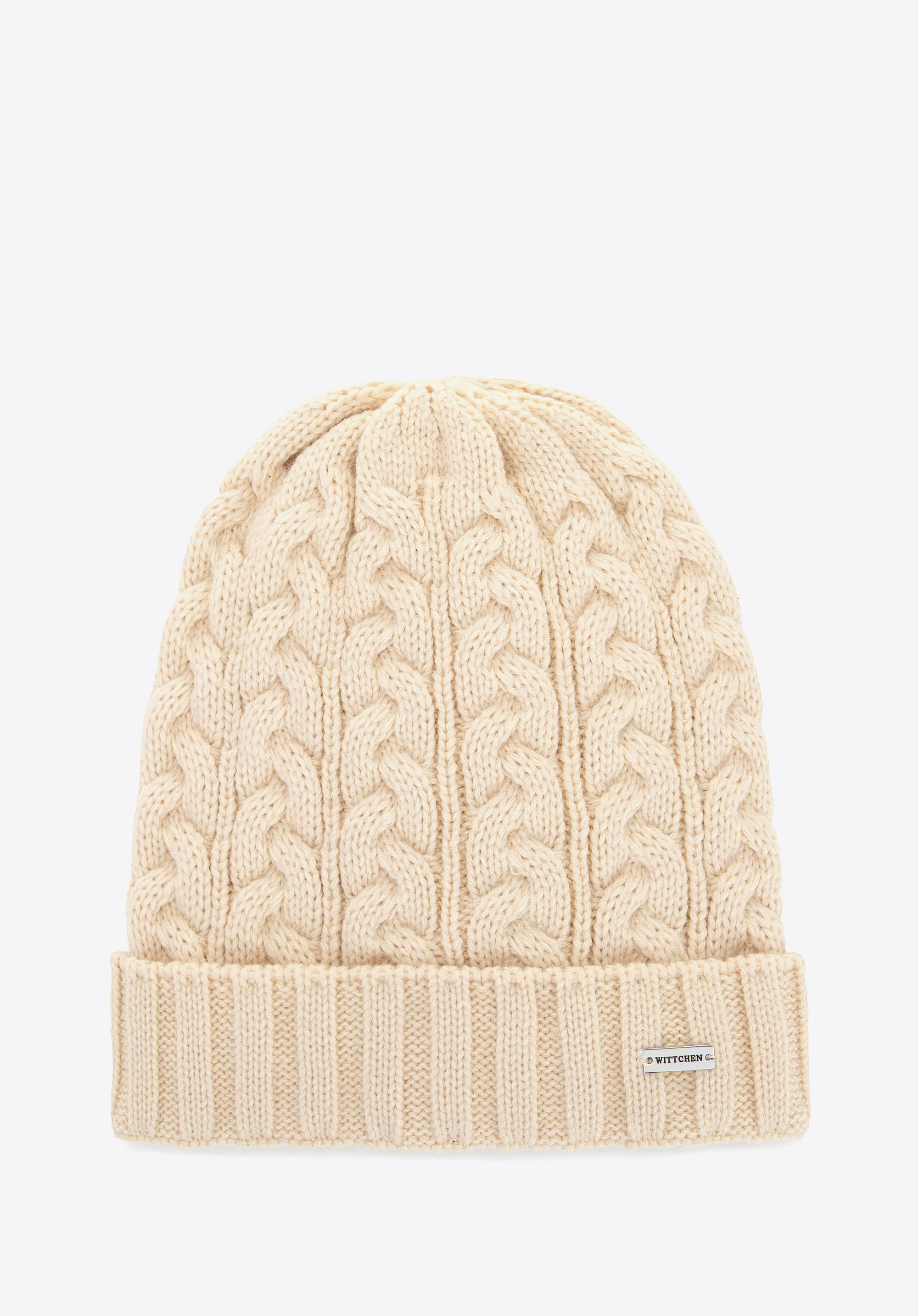 Damen Wintermütze mit Zopfmuster aus Acryl, Creme, 101-HF-017-0, Bild 1