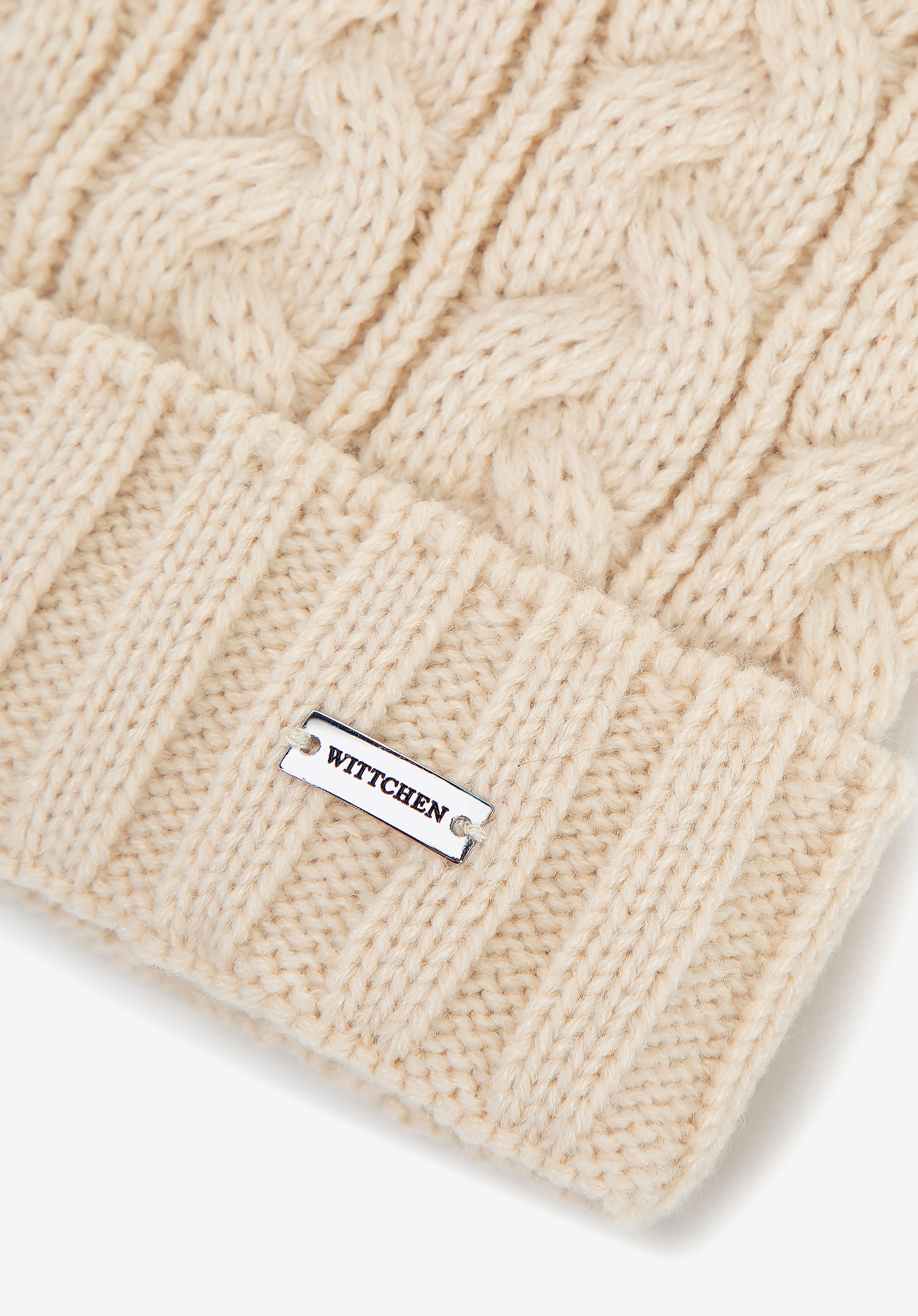 Damen Wintermütze mit Zopfmuster aus Acryl, Creme, 101-HF-017-0, Bild 1