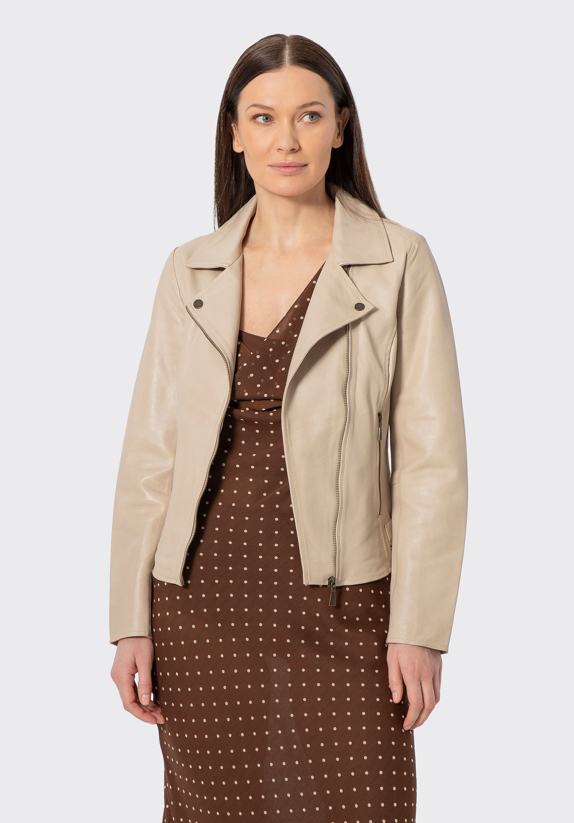 Damenjacke aus natürlichem Schafsleder, Creme, 102-09-400-0-L, Bild 1