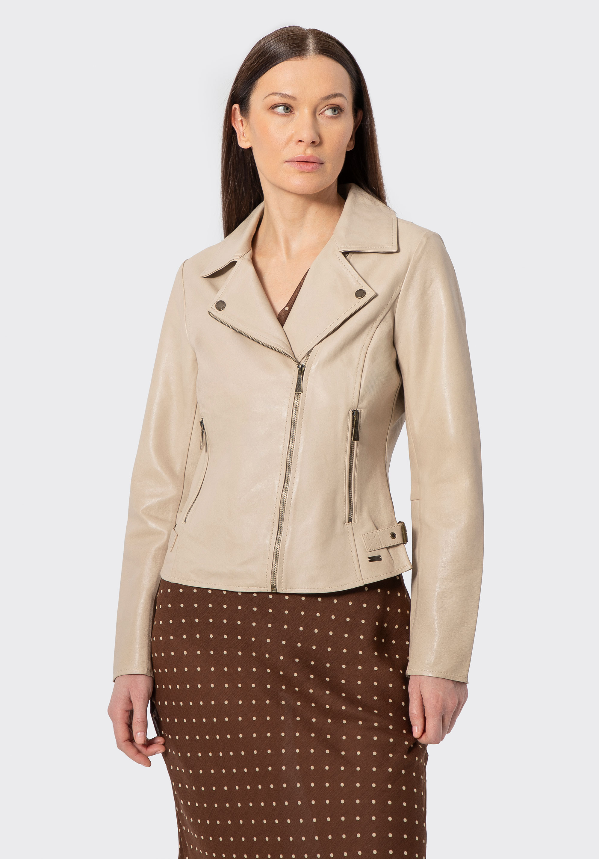 Damenjacke aus natürlichem Schafsleder, Creme, 102-09-400-0-L, Bild 1