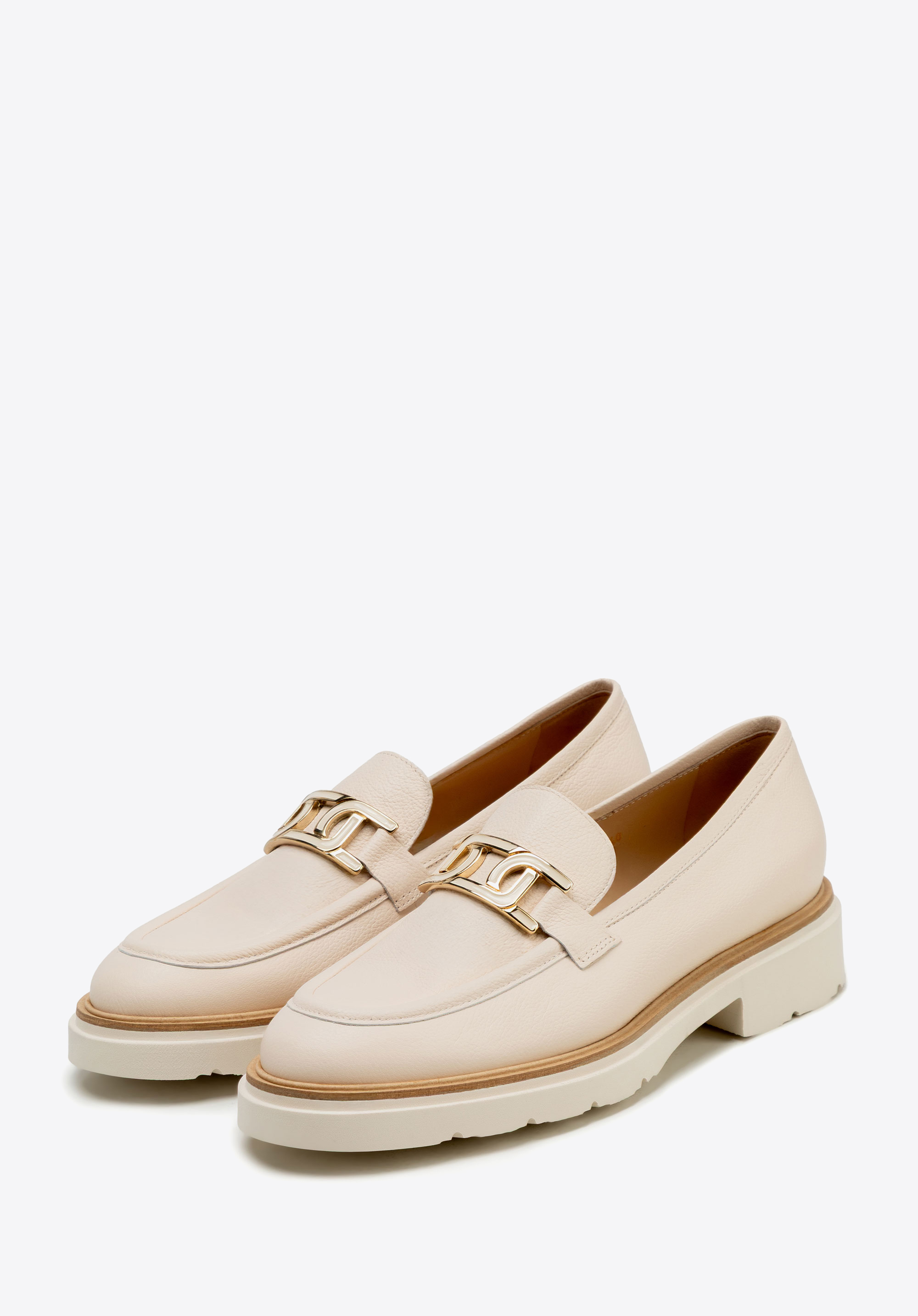 Damenmokassins aus Naturleder mit Schnalle, Creme, 100-D-103-0-37, Bild 1