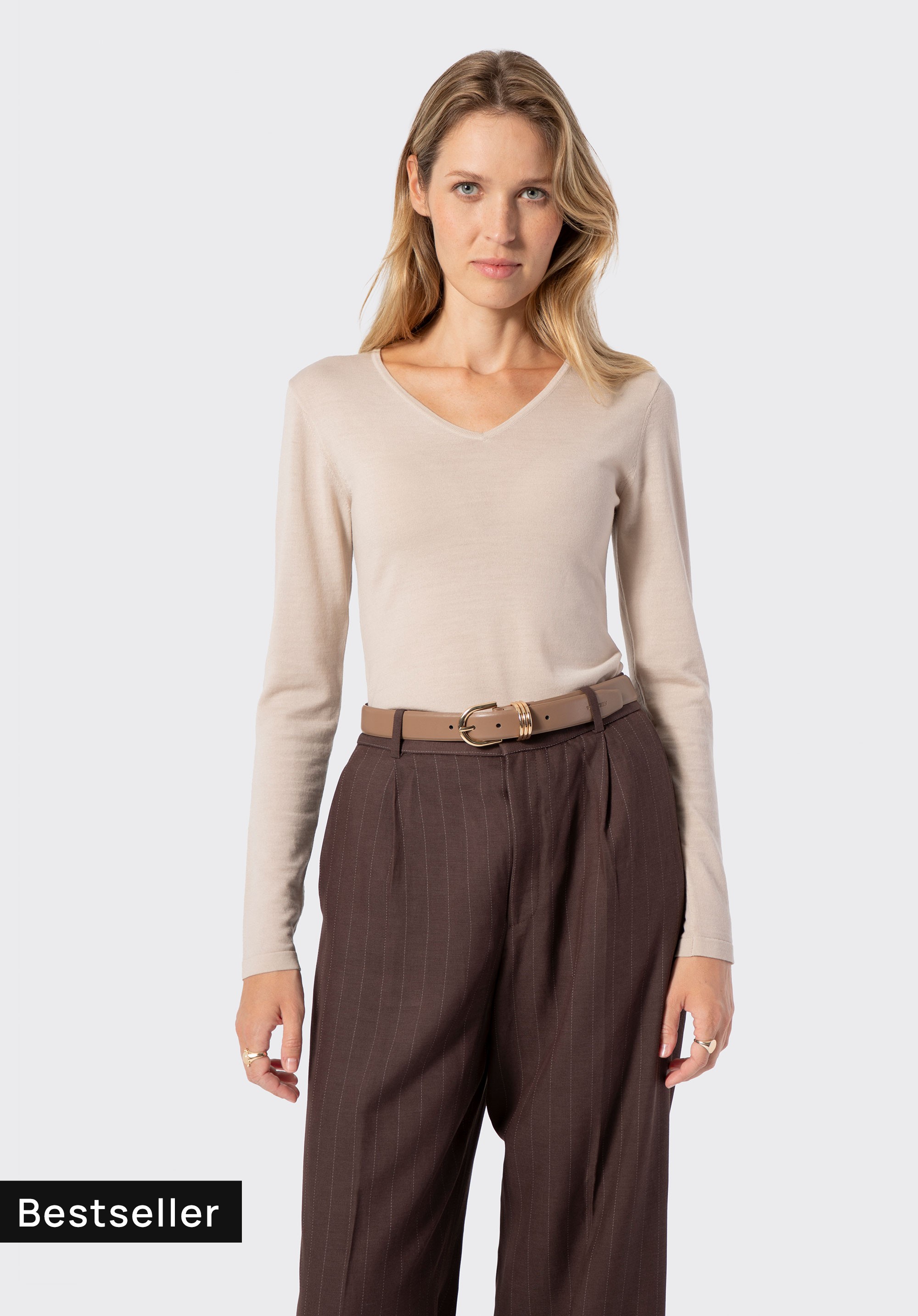 Damenpullover aus Merinowolle, Creme, 29-99-301-0-2XL, Bild 1