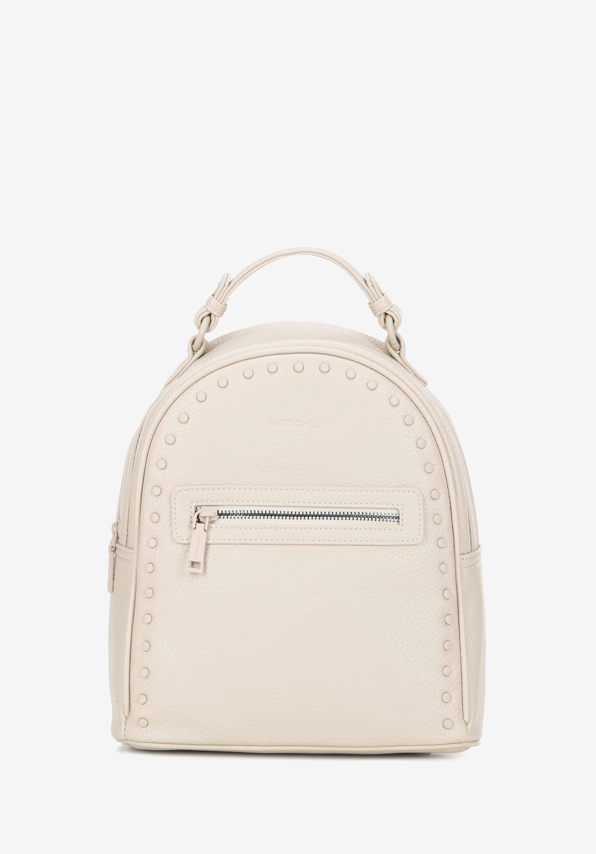 Damenrucksack aus Kunstleder mit Nieten, Creme, 101-4Y-700-0, Bild 1