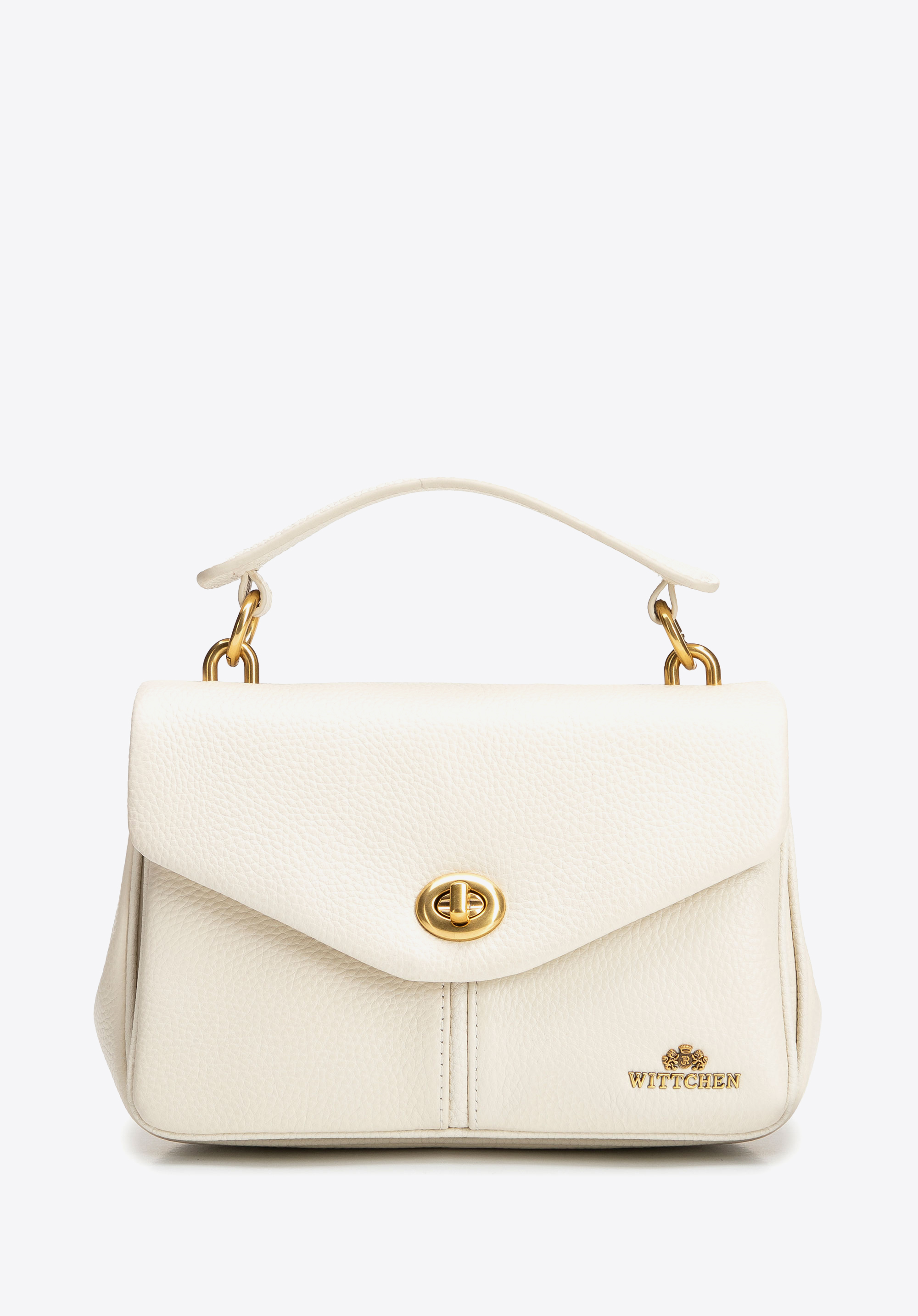 Dreifach unterteilte Umhängetasche aus Leder für Damen, Creme, 101-4E-210-0, Bild 1