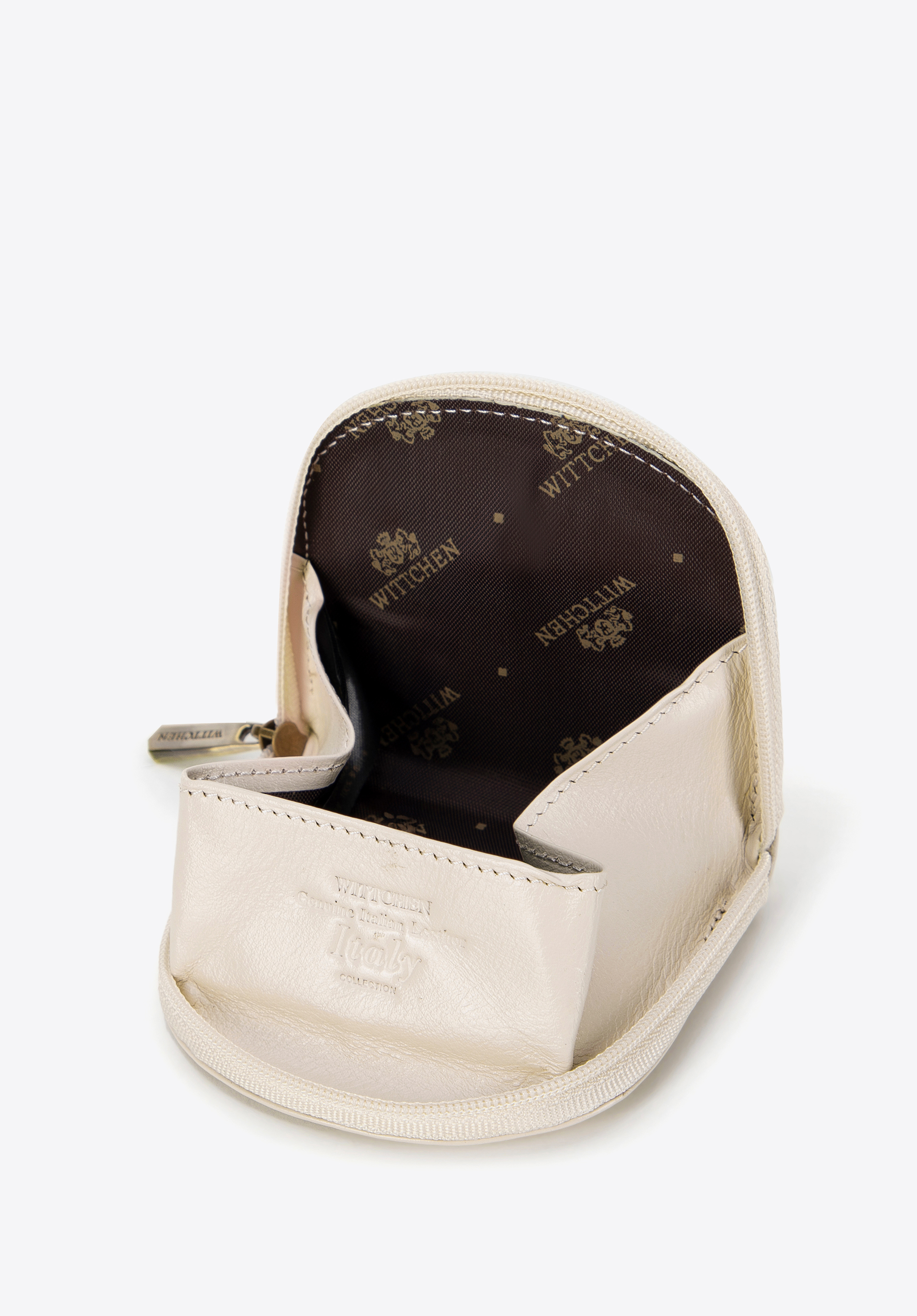 Geldbörse aus Leder mit Reißverschluss, Creme, 21-2-066-9L, Bild 1