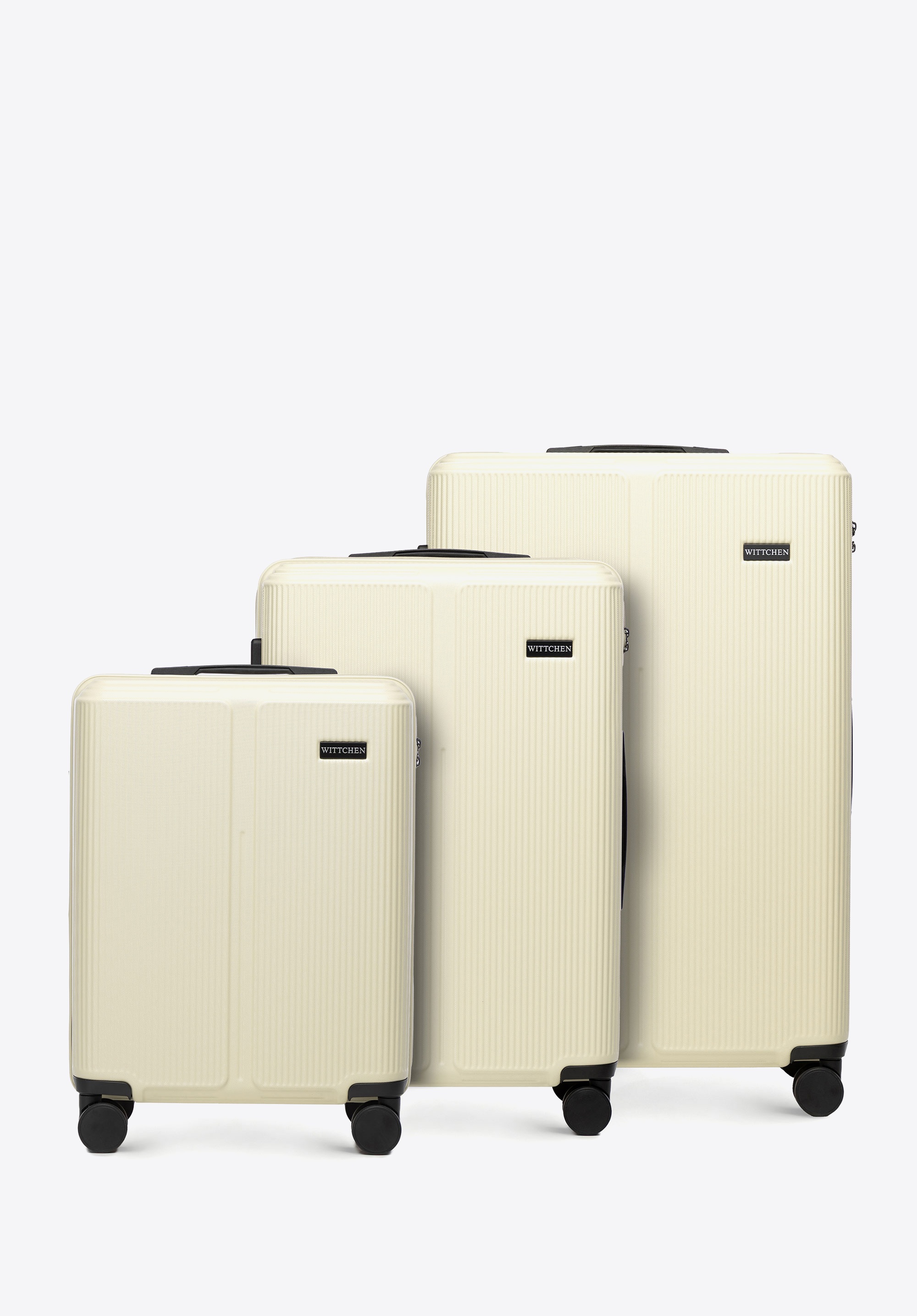 Gestreiftes ABS-Gepäckset, Creme, 56-3A-60S-89, Bild 1