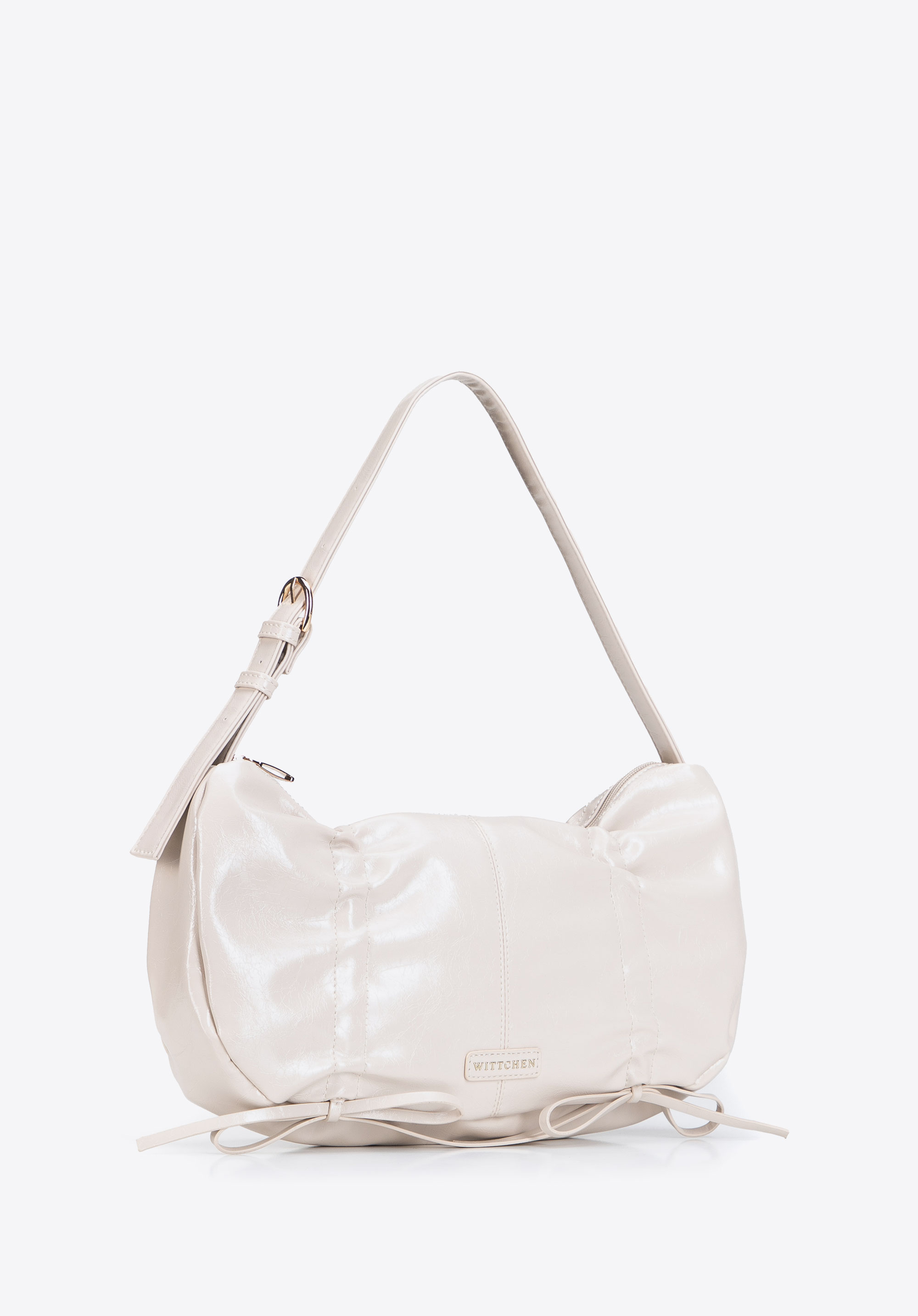 Große Damen-Baguette-Tasche mit dekorativer Raffung, Creme, 103-4Y-527-0, Bild 1