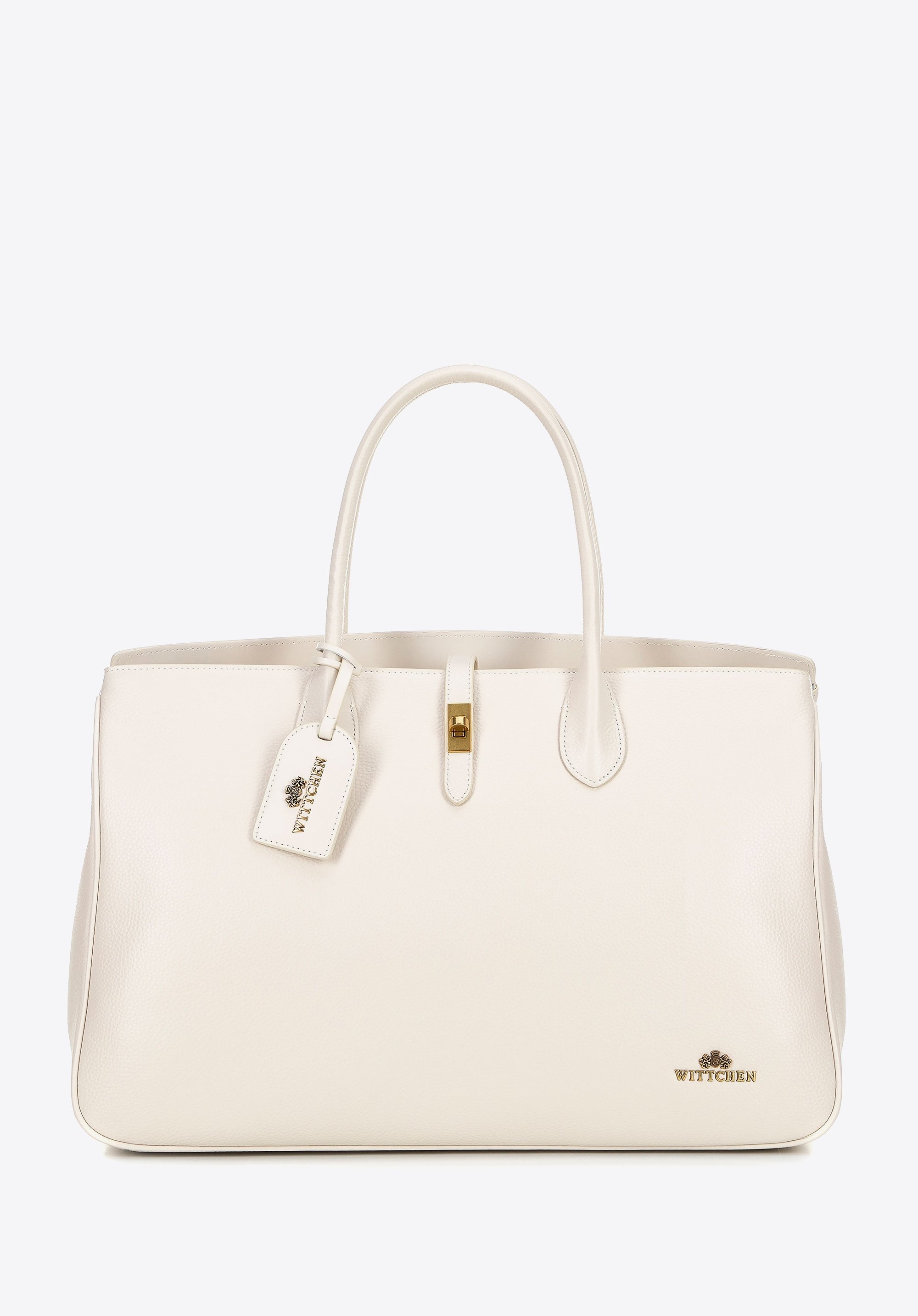 Große Ledertasche, Creme, 100-4E-228-0, Bild 1