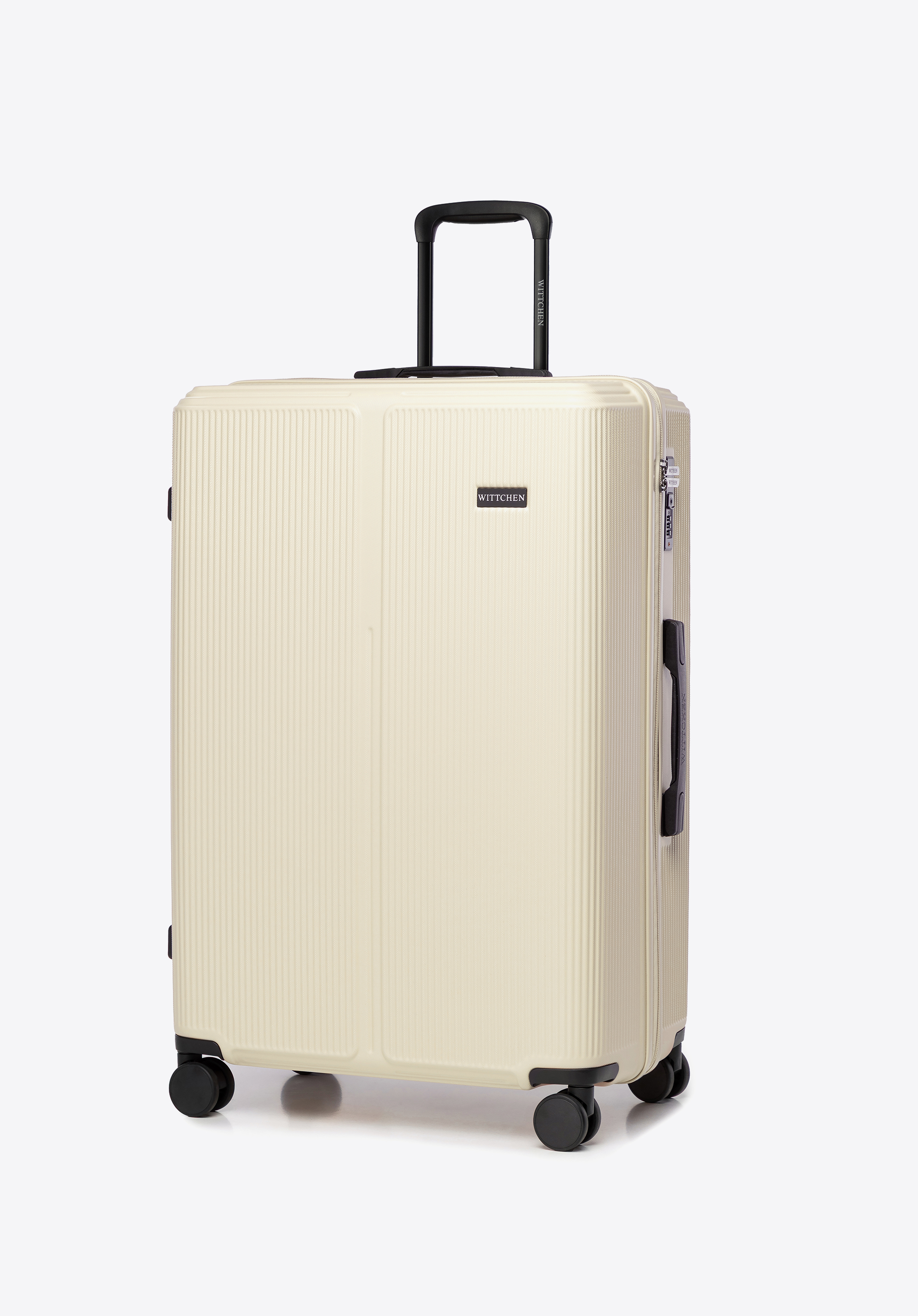 Großer gestreifter ABS-Kabinenkoffer, Creme, 56-3A-603-89, Bild 1