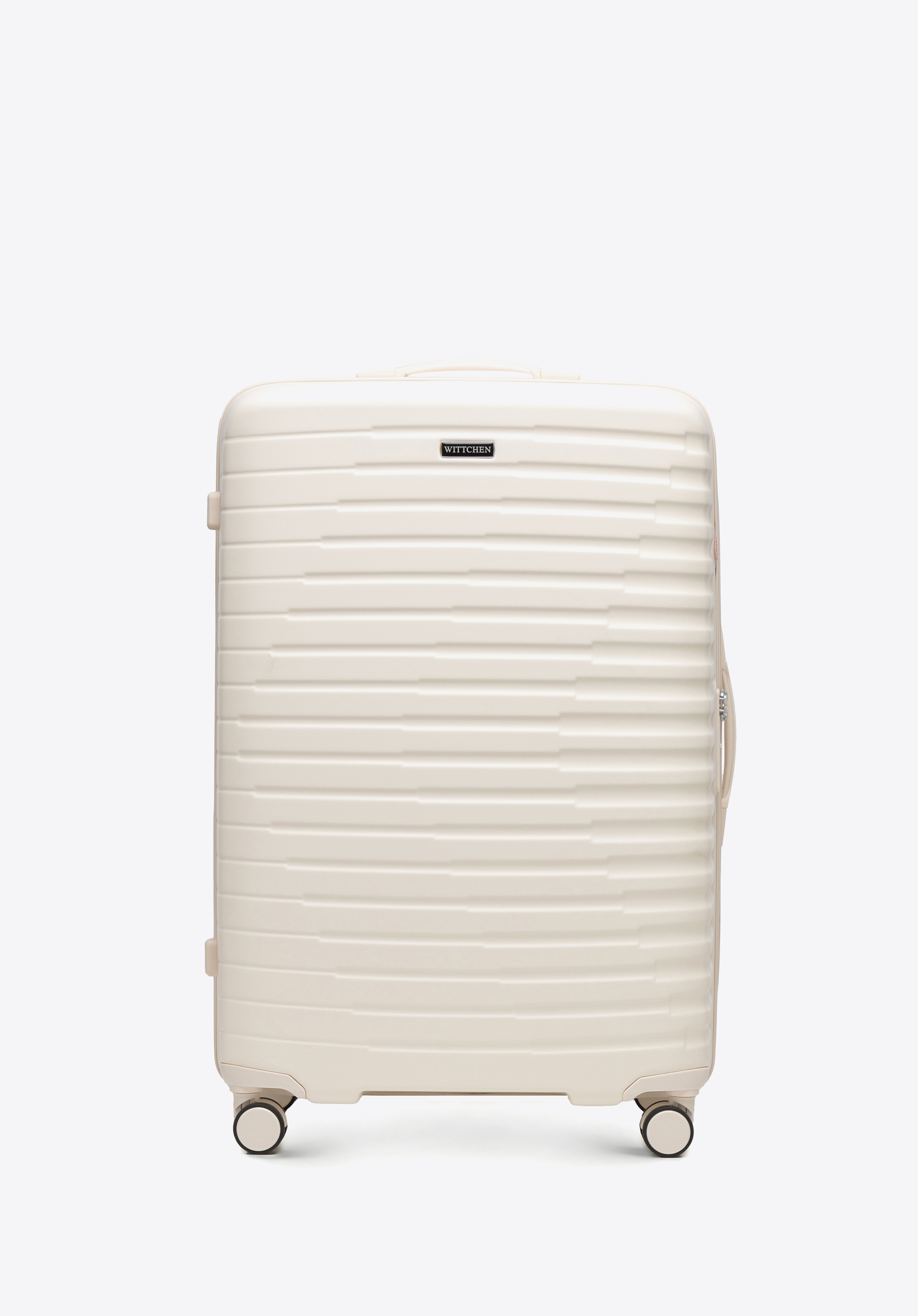 Großer Koffer aus Polycarbonat mit horizontalen Rillen, Creme, 56-3P-613-88, Bild 1