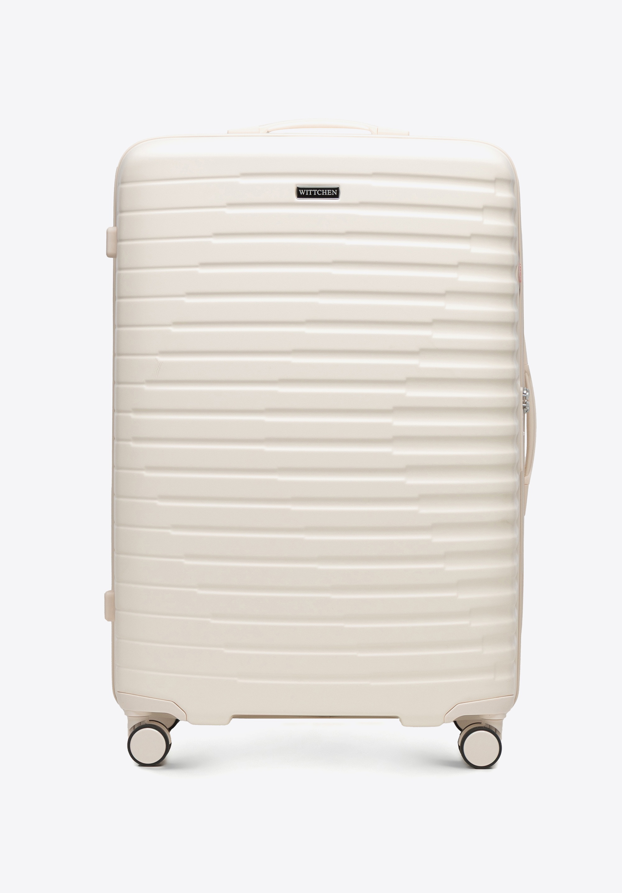 Großer Koffer aus Polycarbonat mit horizontalen Rillen, Creme, 56-3P-613-88, Bild 1