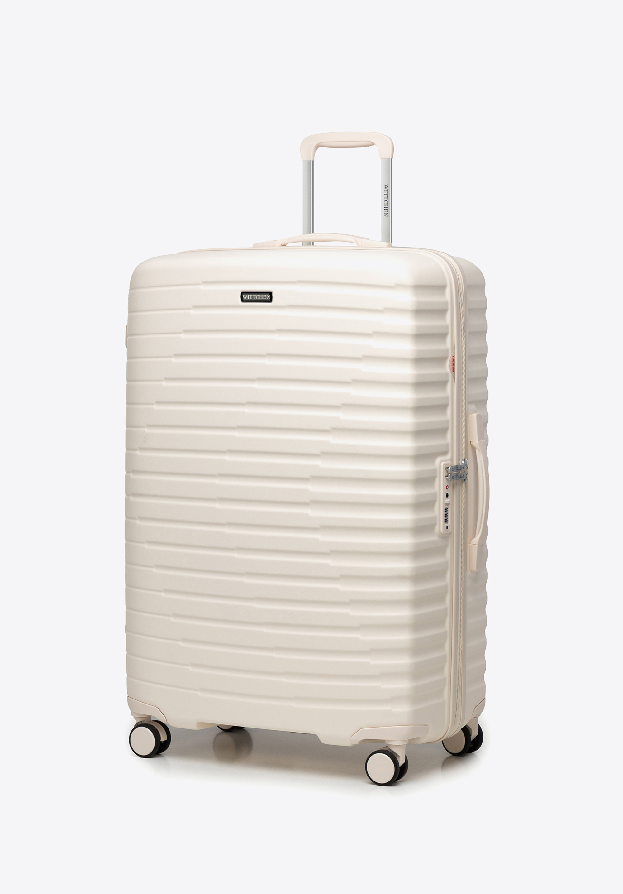 Großer Koffer aus Polycarbonat mit horizontalen Rillen, Creme, 56-3P-613-88, Bild 1