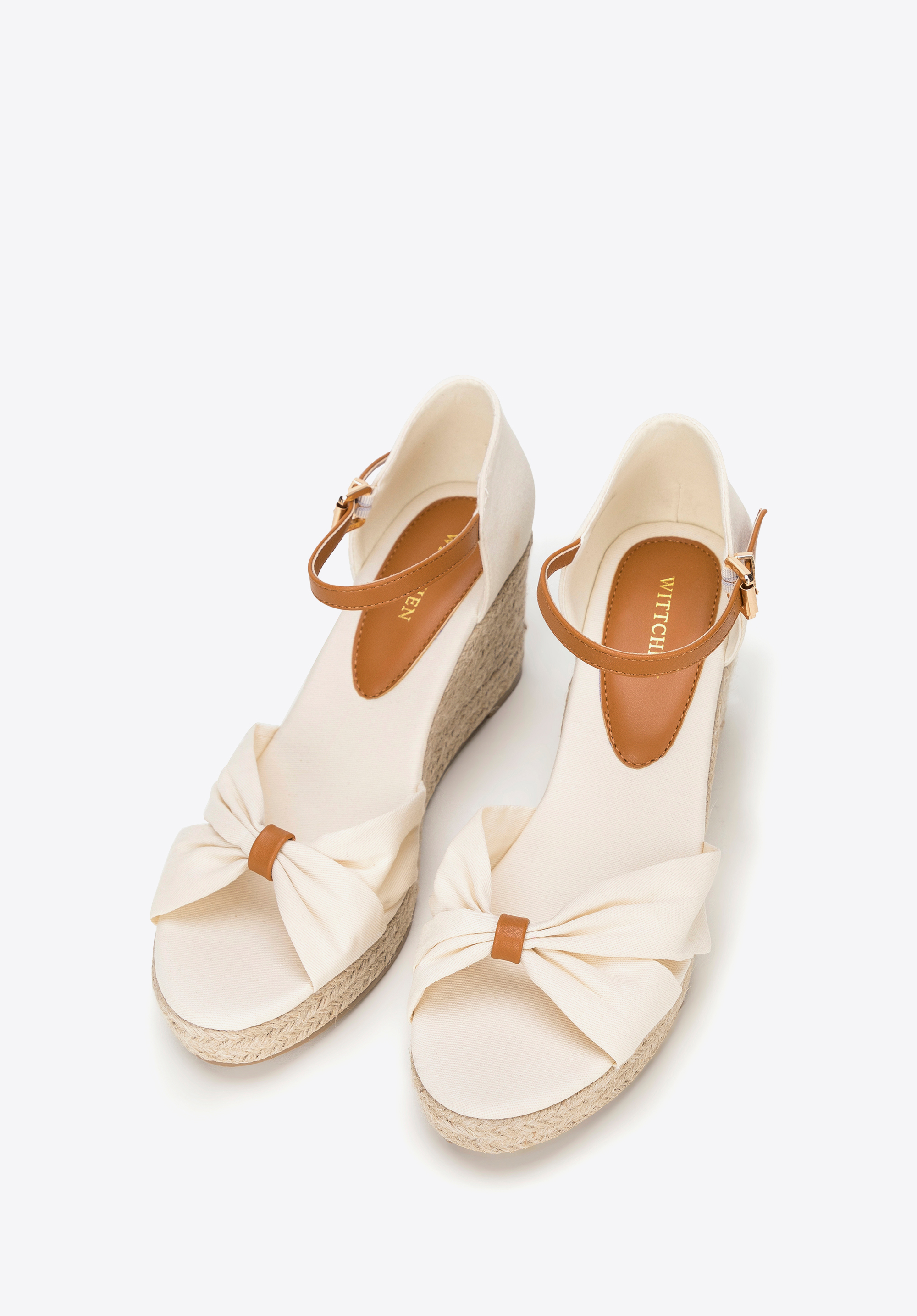 Keilsandalen für Damen mit Schleife vorne, Creme, 100-P-812-9-39, Bild 1