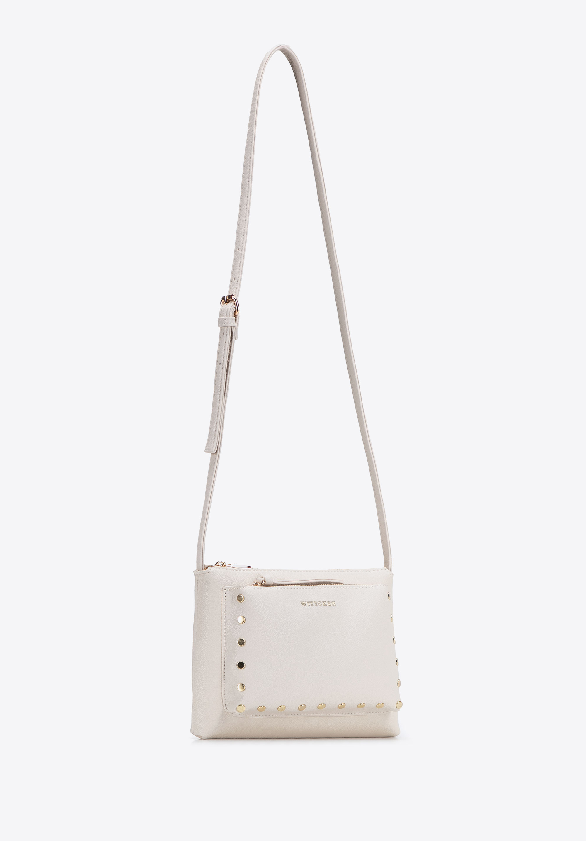 Kleine Damen-Umhängetasche mit Ziernieten, Creme, 104-4Y-505-0, Bild 1
