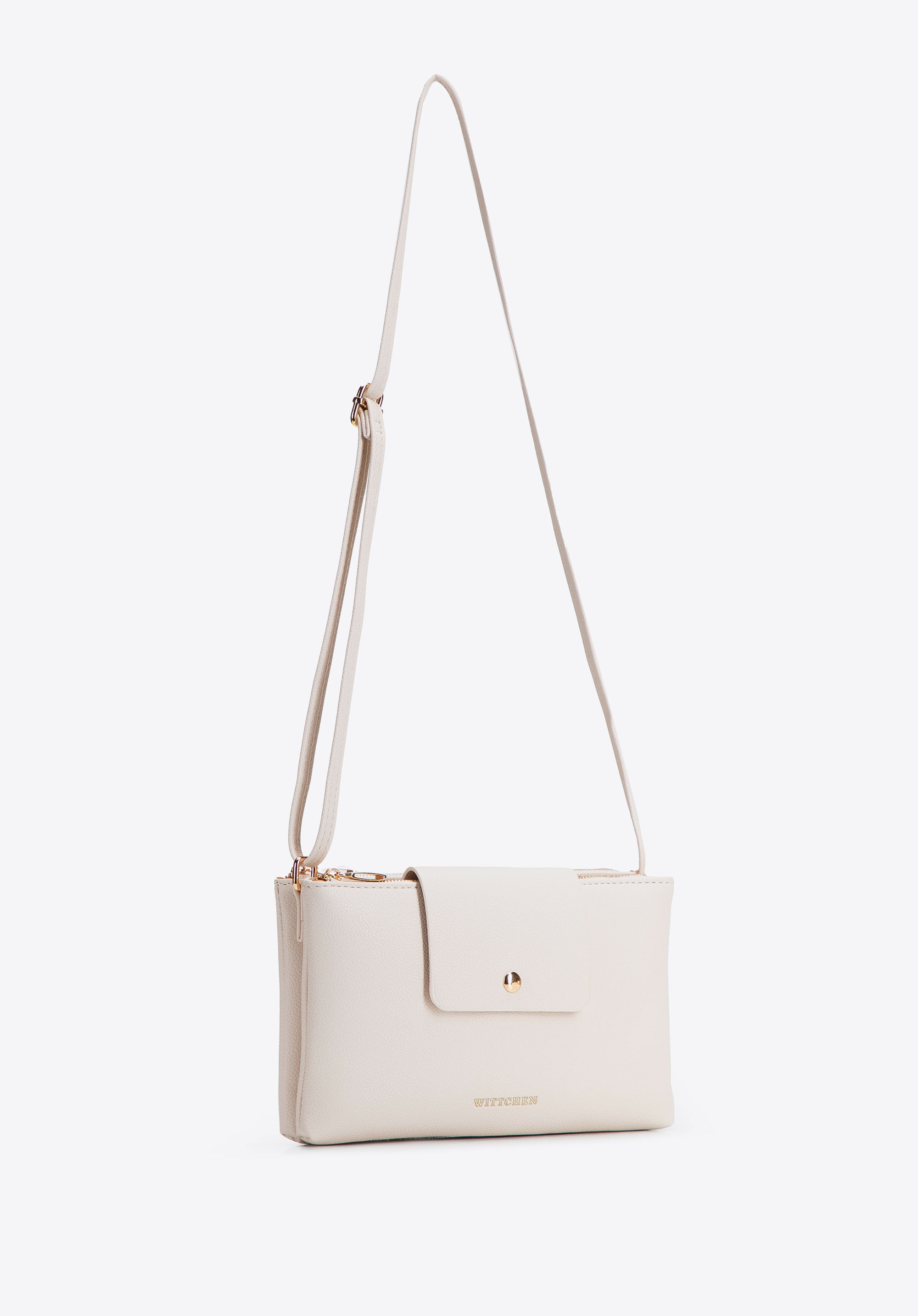 Kleine Damen-Umhängetasche mit zwei Fächern, Creme, 104-4Y-506-0, Bild 1