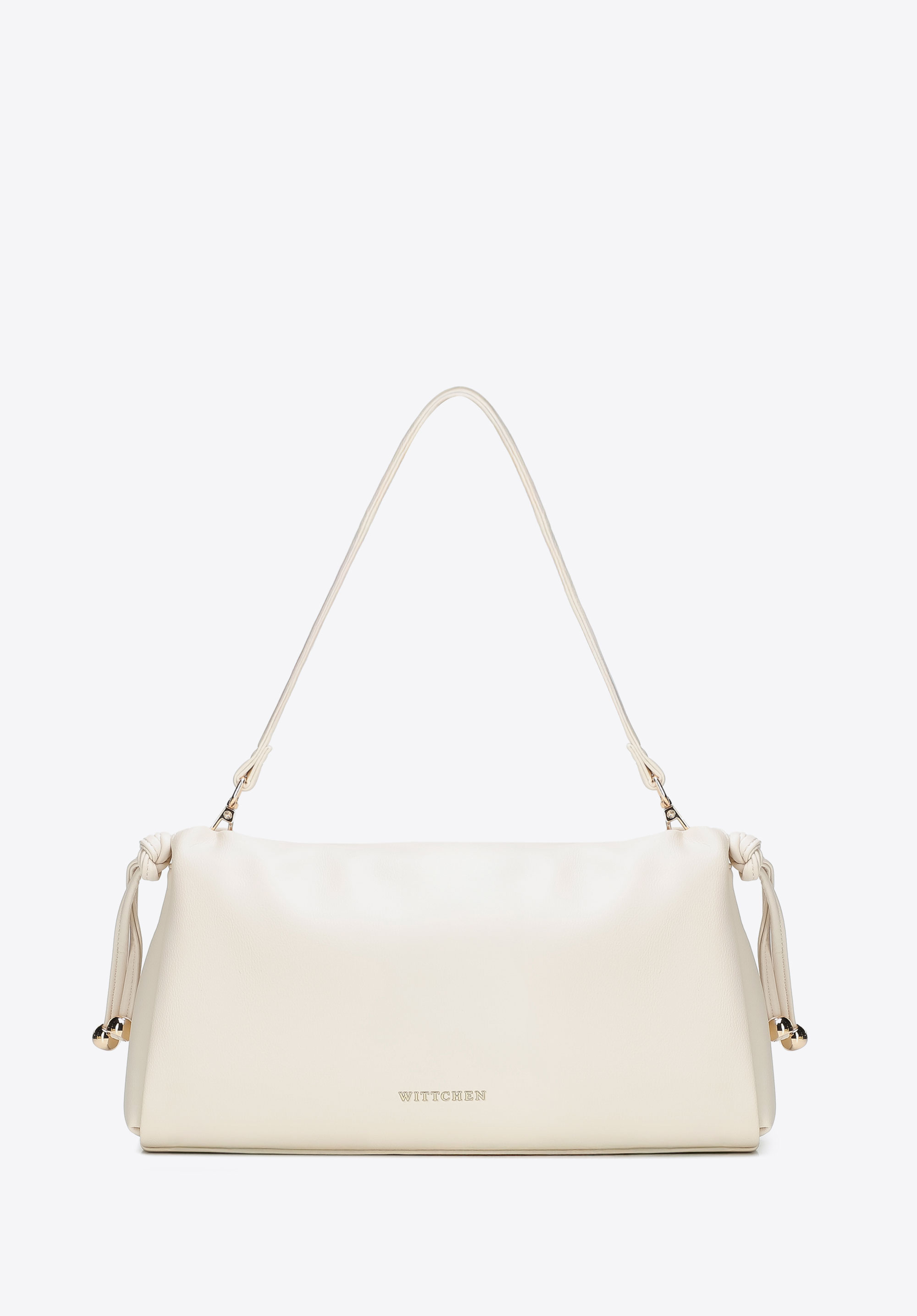 Kleine Umhängetasche aus Kunstleder mit Kordelzug, Creme, 102-4Y-407-0, Bild 1