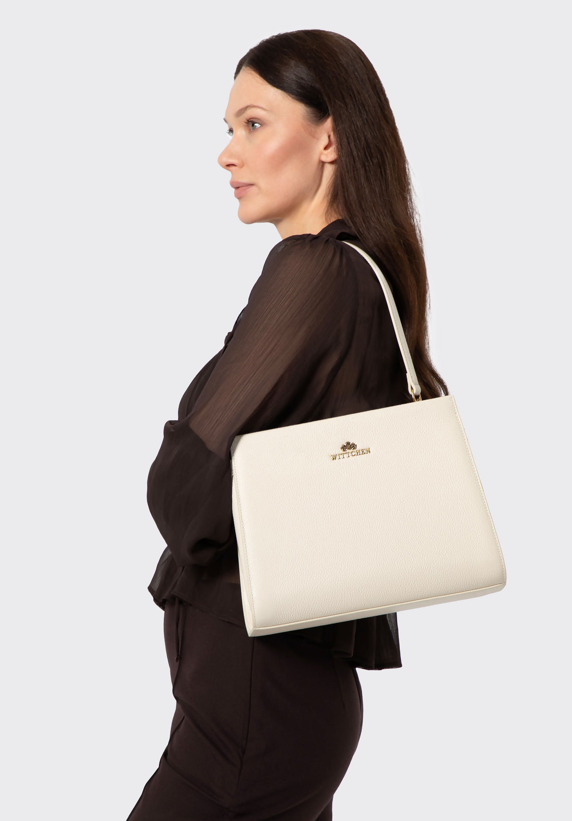 Leder Shopper Tasche, Creme, 100-4E-204-0, Bild 1