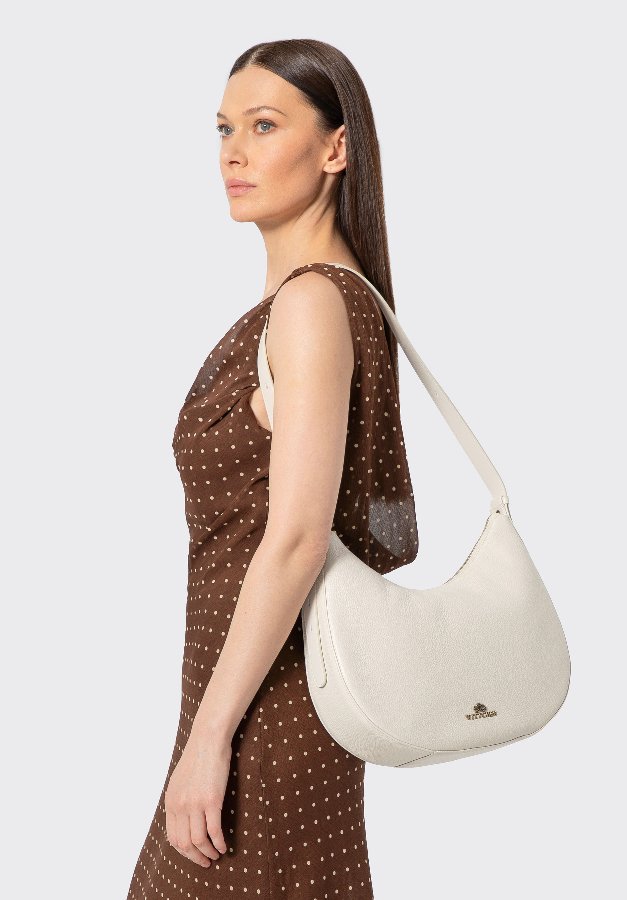 Leder-Umhängetasche groß, Creme, 100-4E-209-0, Bild 1