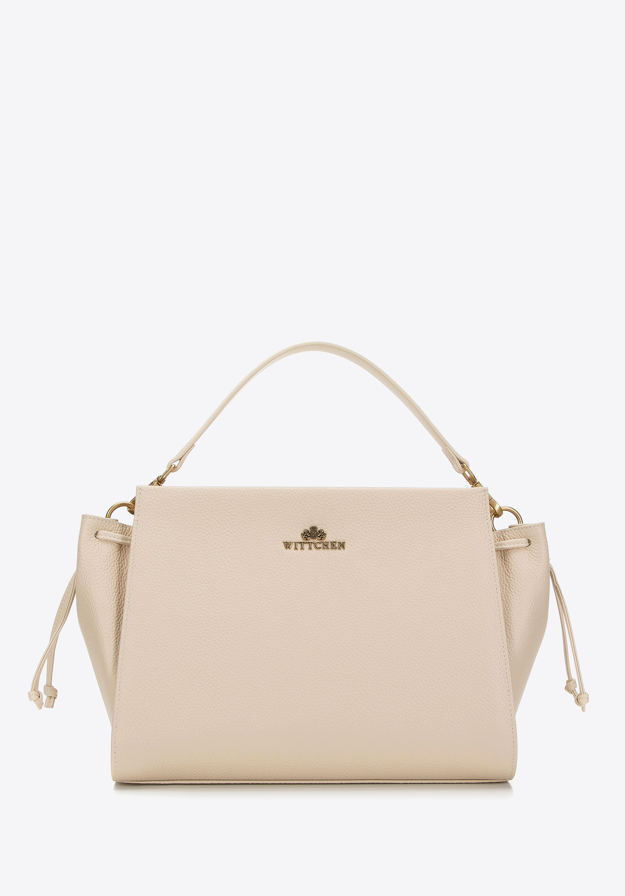 Leder-Koffertasche mit Riemen, Creme, 98-4E-208-0, Bild 1