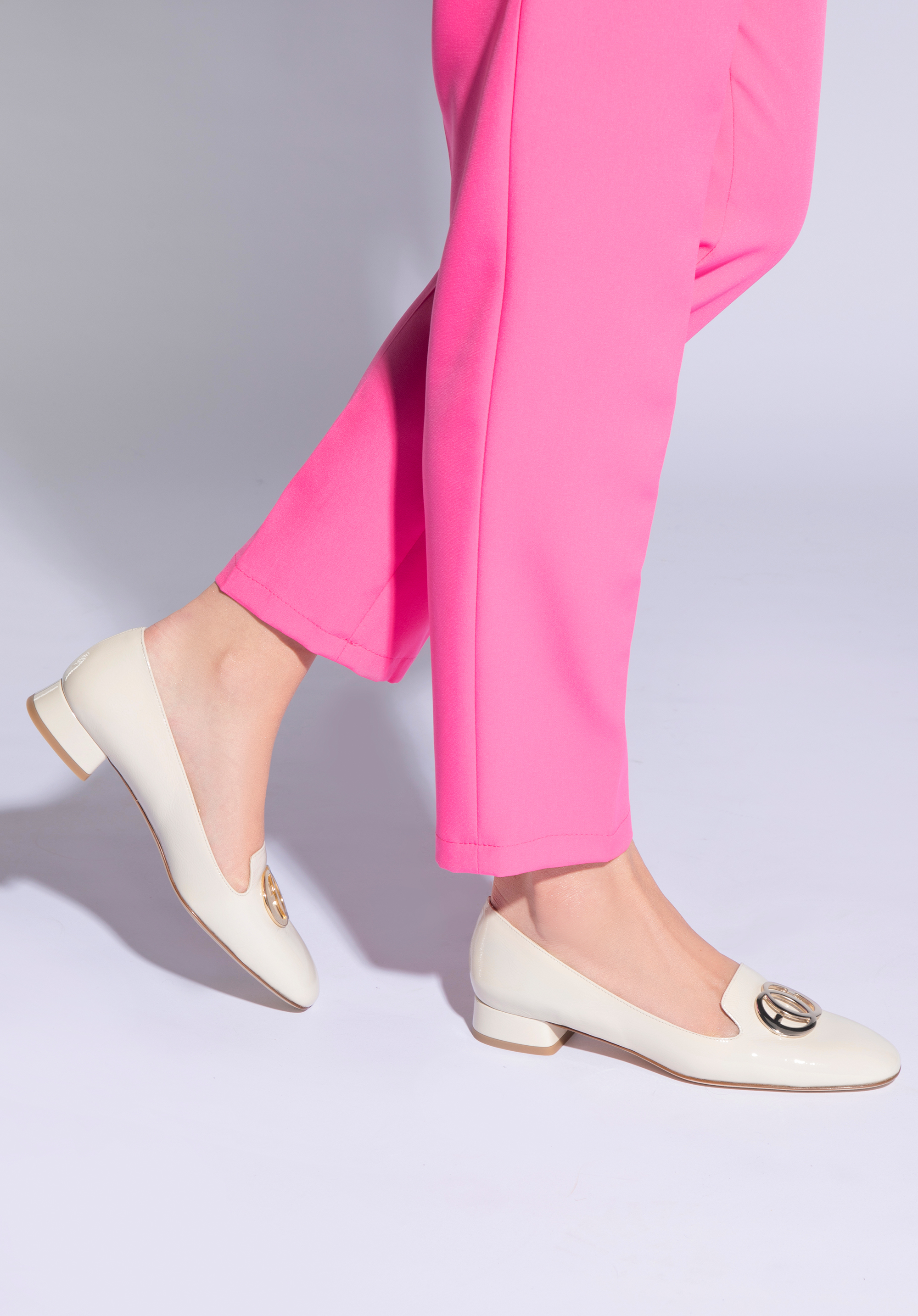 Lords für Damen aus Lackleder mit Doppelring, Creme, 96-D-104-9-40, Bild 1