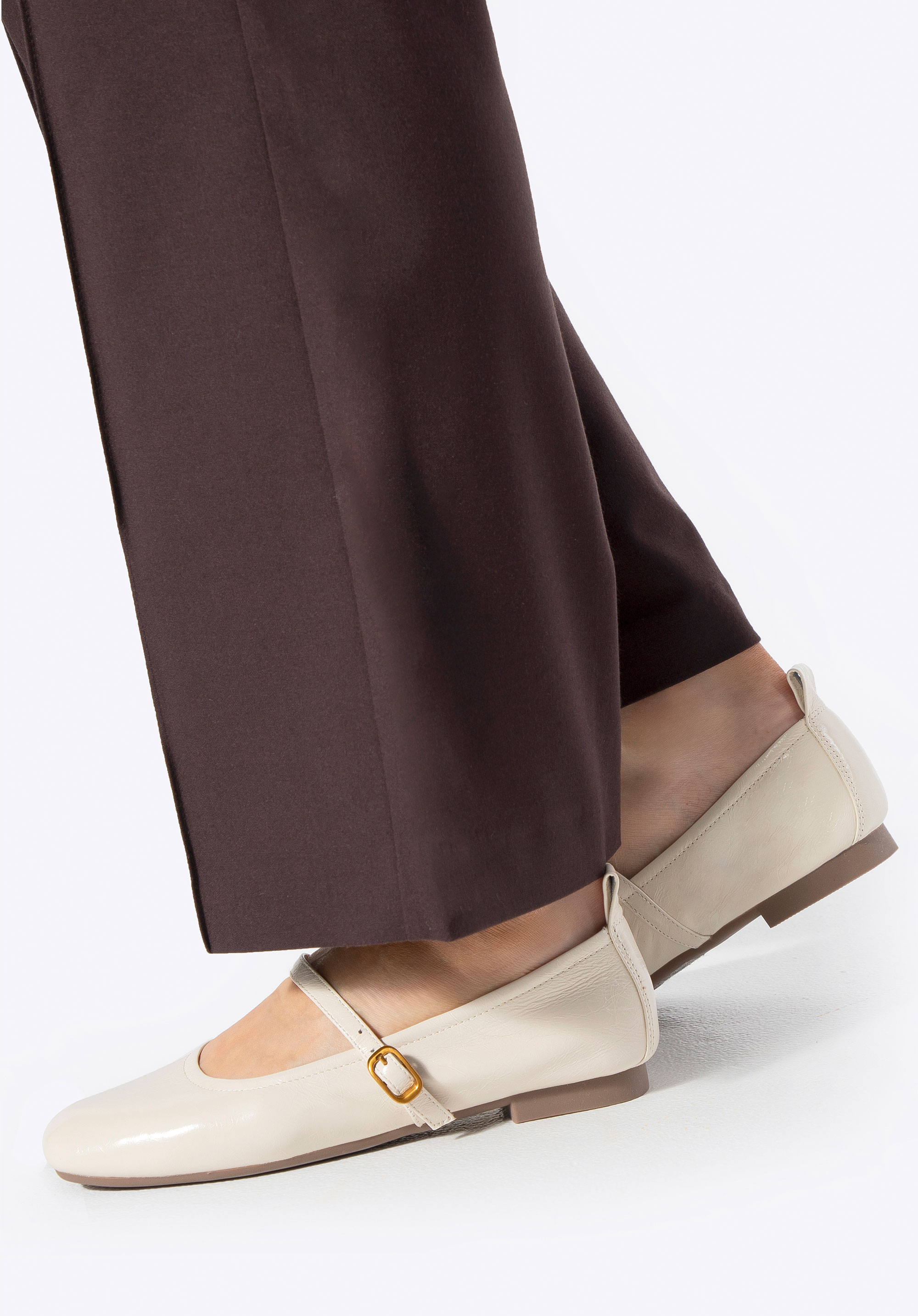 Mary Jane-Ballerinas aus Leder, Creme, 100-D-952-9-39, Bild 1