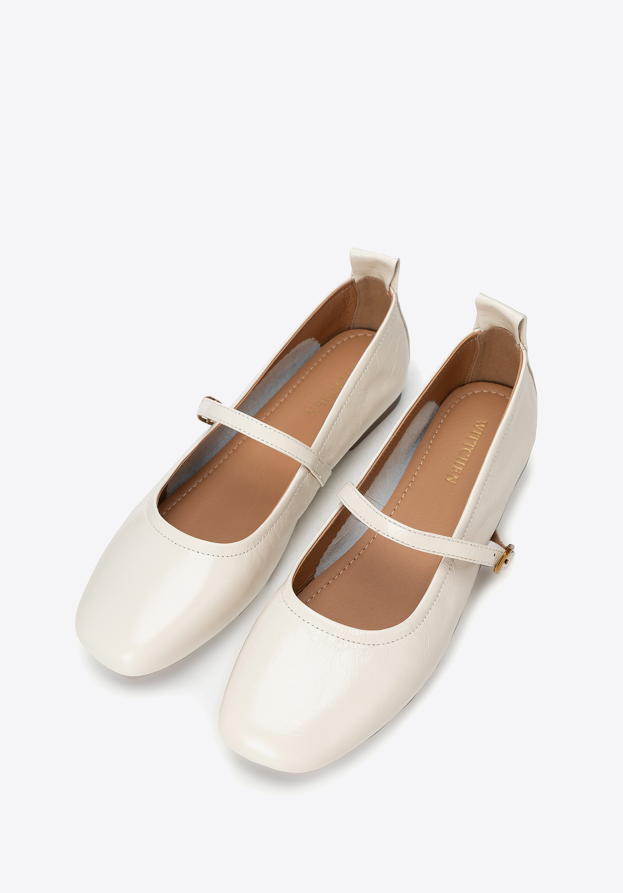 Mary Jane-Ballerinas aus Leder, Creme, 100-D-952-9-36, Bild 1