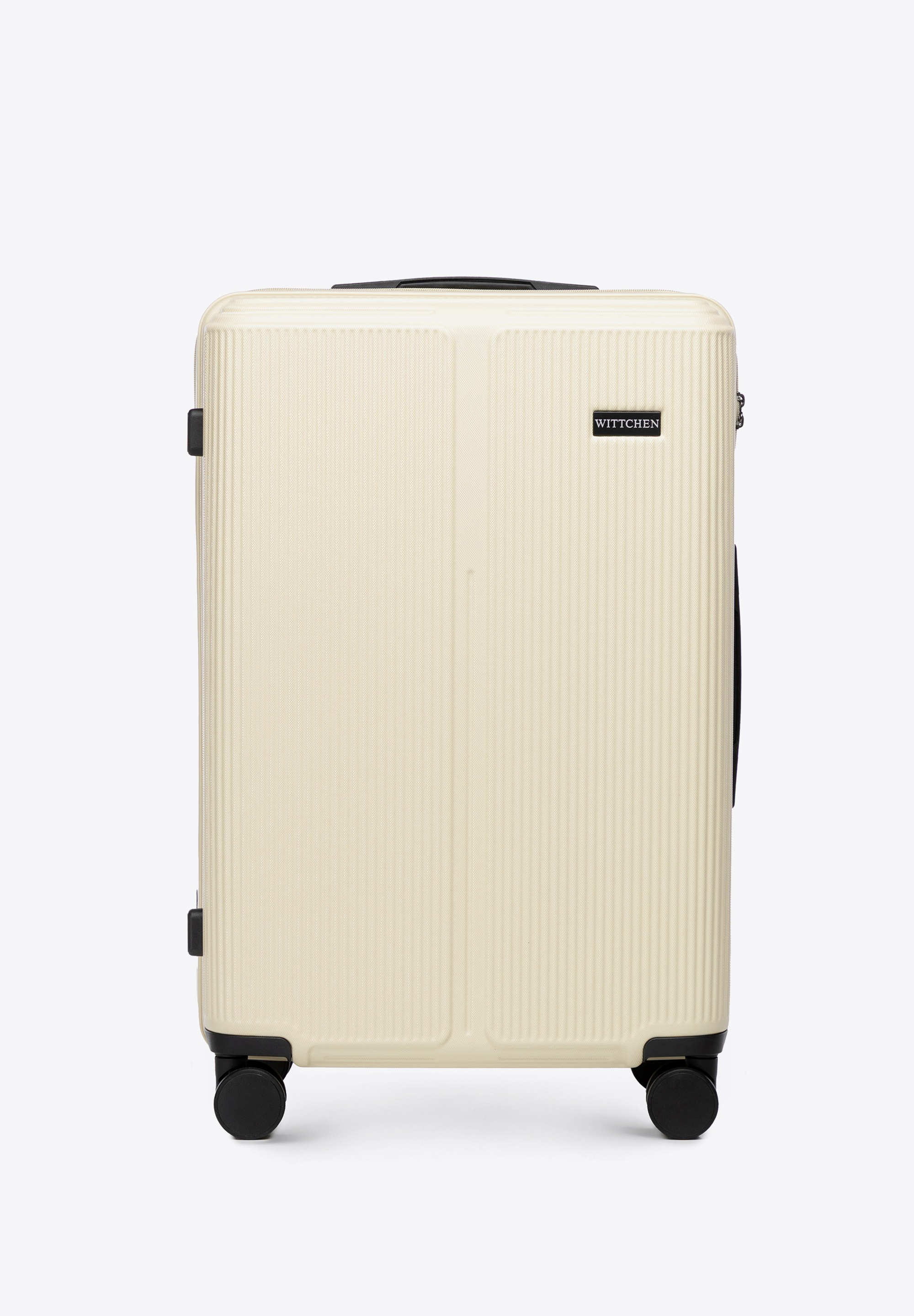 Mittelgroßer gestreifter ABS-Koffer, Creme, 56-3A-602-89, Bild 1