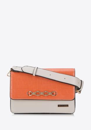 Crossbody-Tasche mit Metall-Verzierung, creme-orange, 94-4Y-717-6, Bild 1