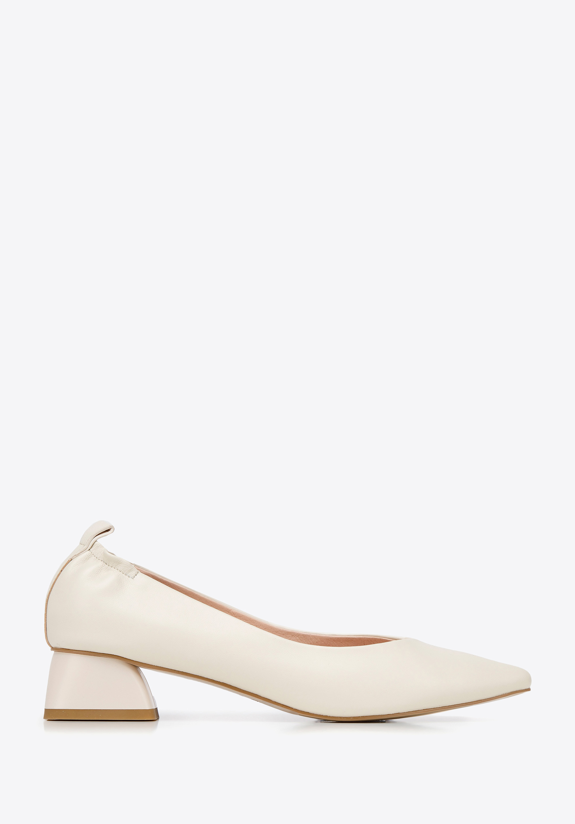 Pumps aus Leder mit Gummiband, Creme, 94-D-502-0-39, Bild 1