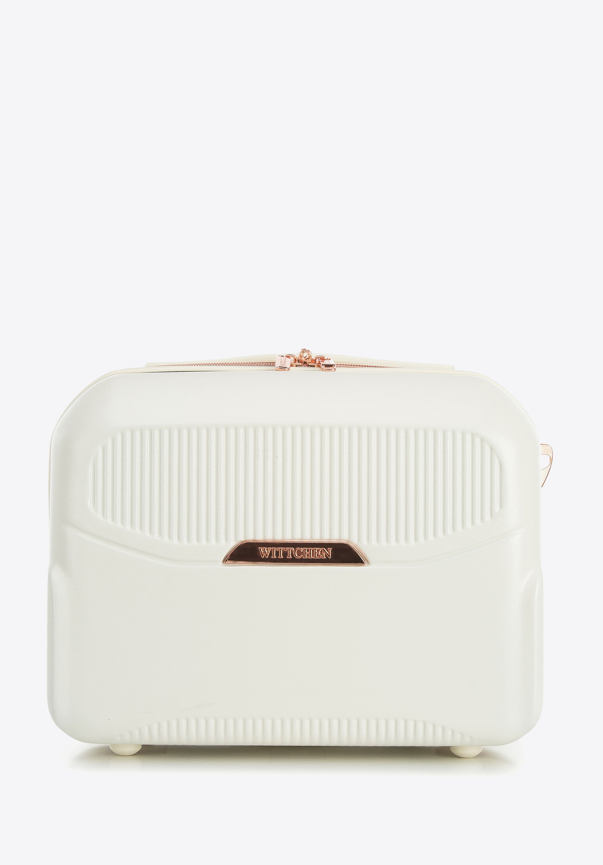 Beauty Case aus Polycarbonat mit roségoldenem Reißverschluss, Creme, 56-3P-134-88, Bild 1