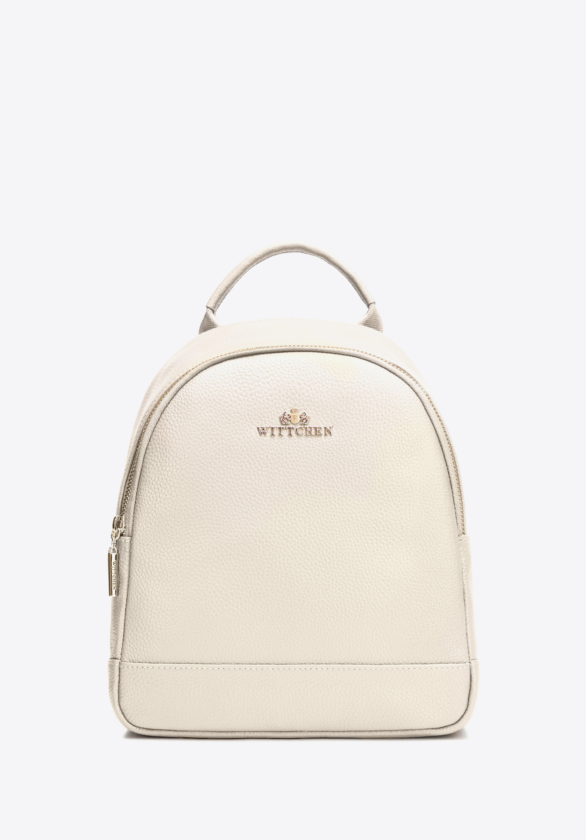 kleiner Damenrucksack aus genarbtem Leder, Creme, 102-4E-624-0, Bild 1