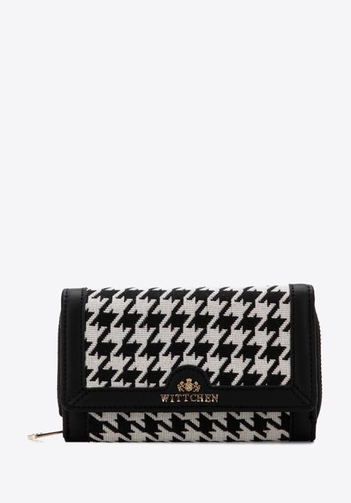 Gemusterte Damenbrieftasche, creme-schwarz, 97-1E-500-X4, Bild 1