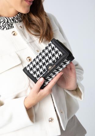 Gemusterte Damenbrieftasche, creme-schwarz, 97-1E-500-X3, Bild 1