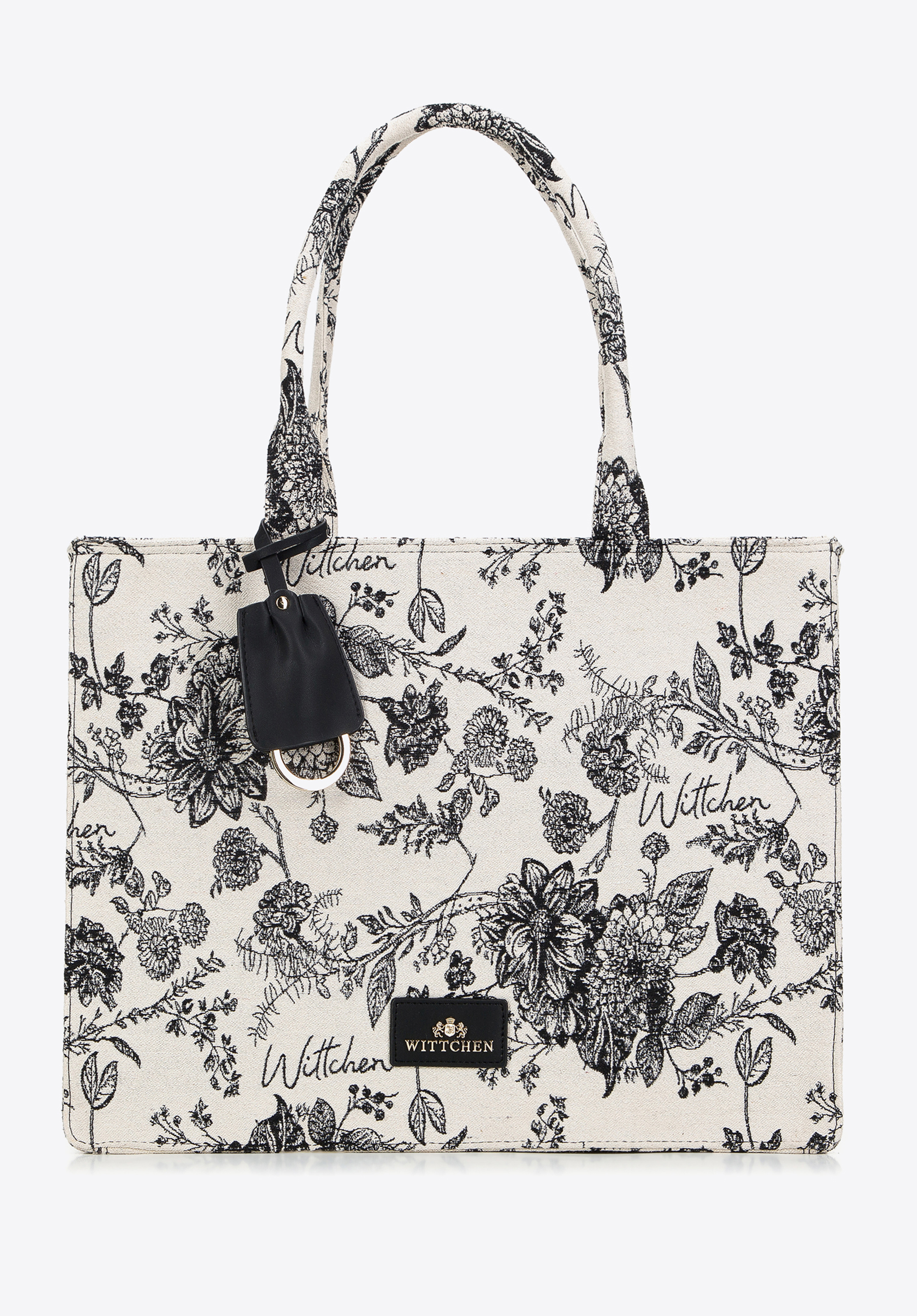 Große Shopper-Tasche mit Muster, creme-schwarz, 97-4E-502-X1, Bild 1