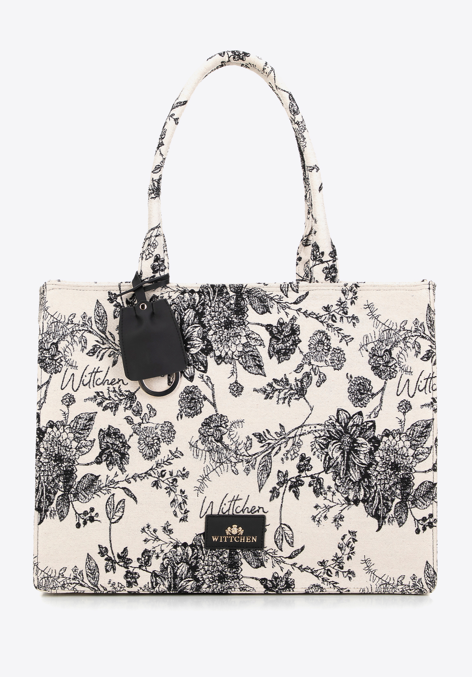 Jacquard-Shopper für Damen, creme-schwarz, 99-4E-500-X1, Bild 1