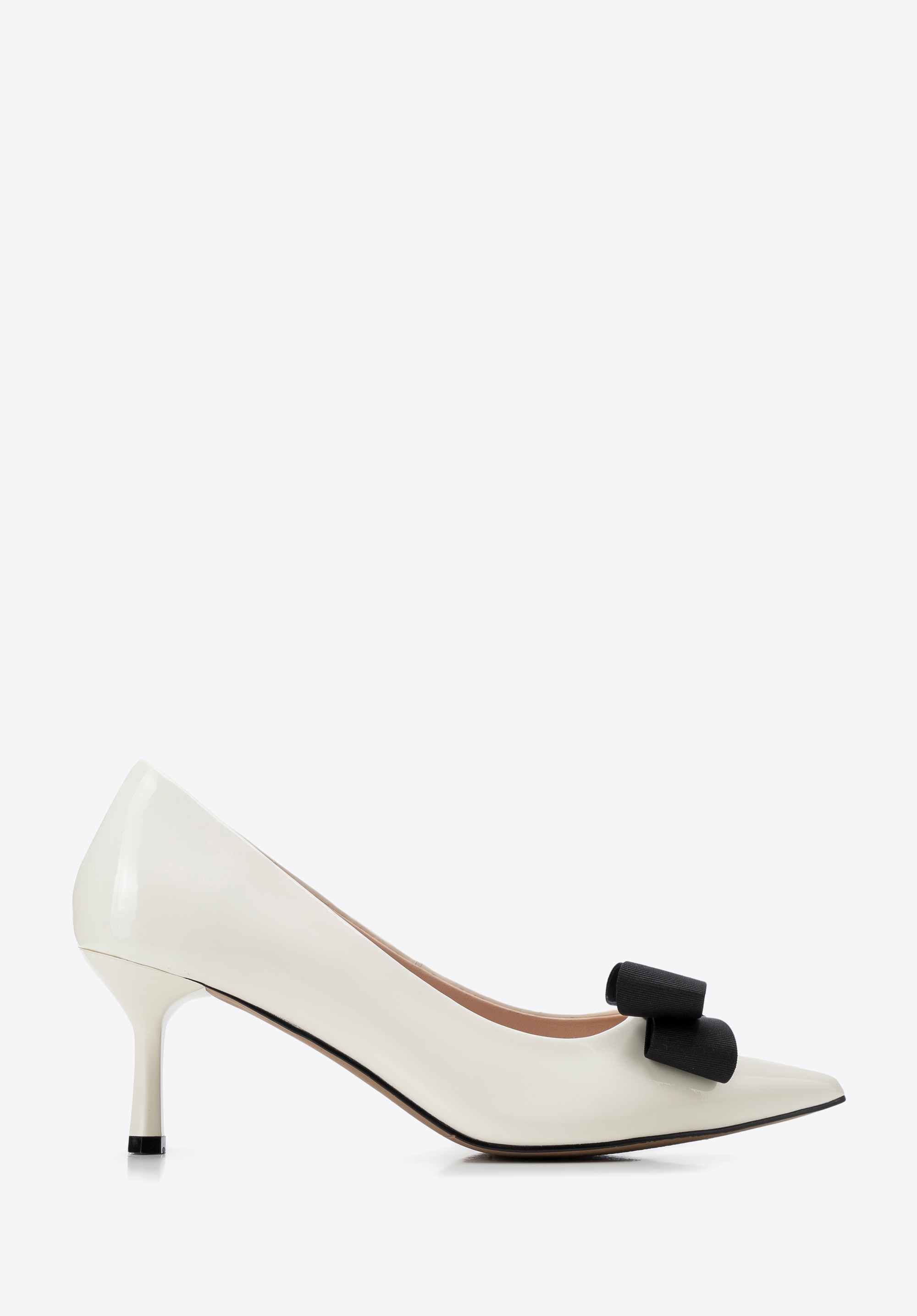 Lederpumps mit Schleife, creme-schwarz, 100-D-958-0-40, Bild 1