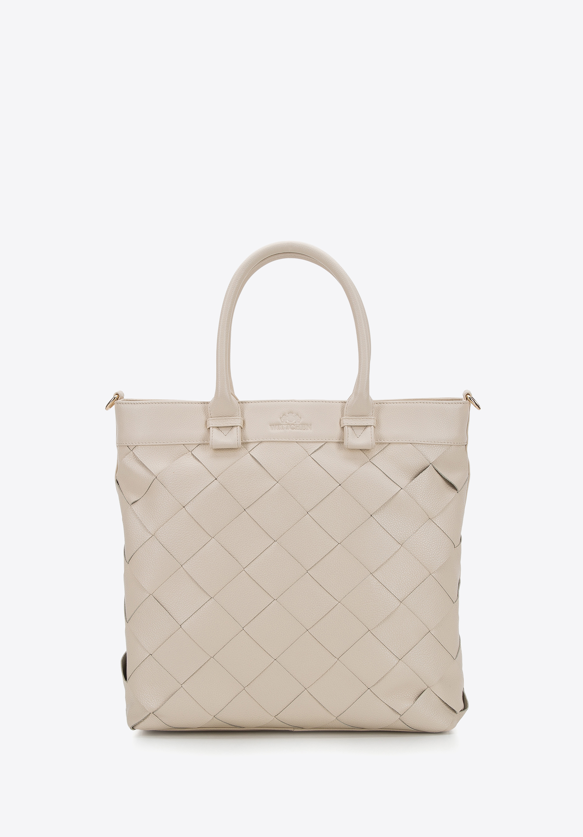 Shopper-Tasche aus Echtleder mit Flechtmuster