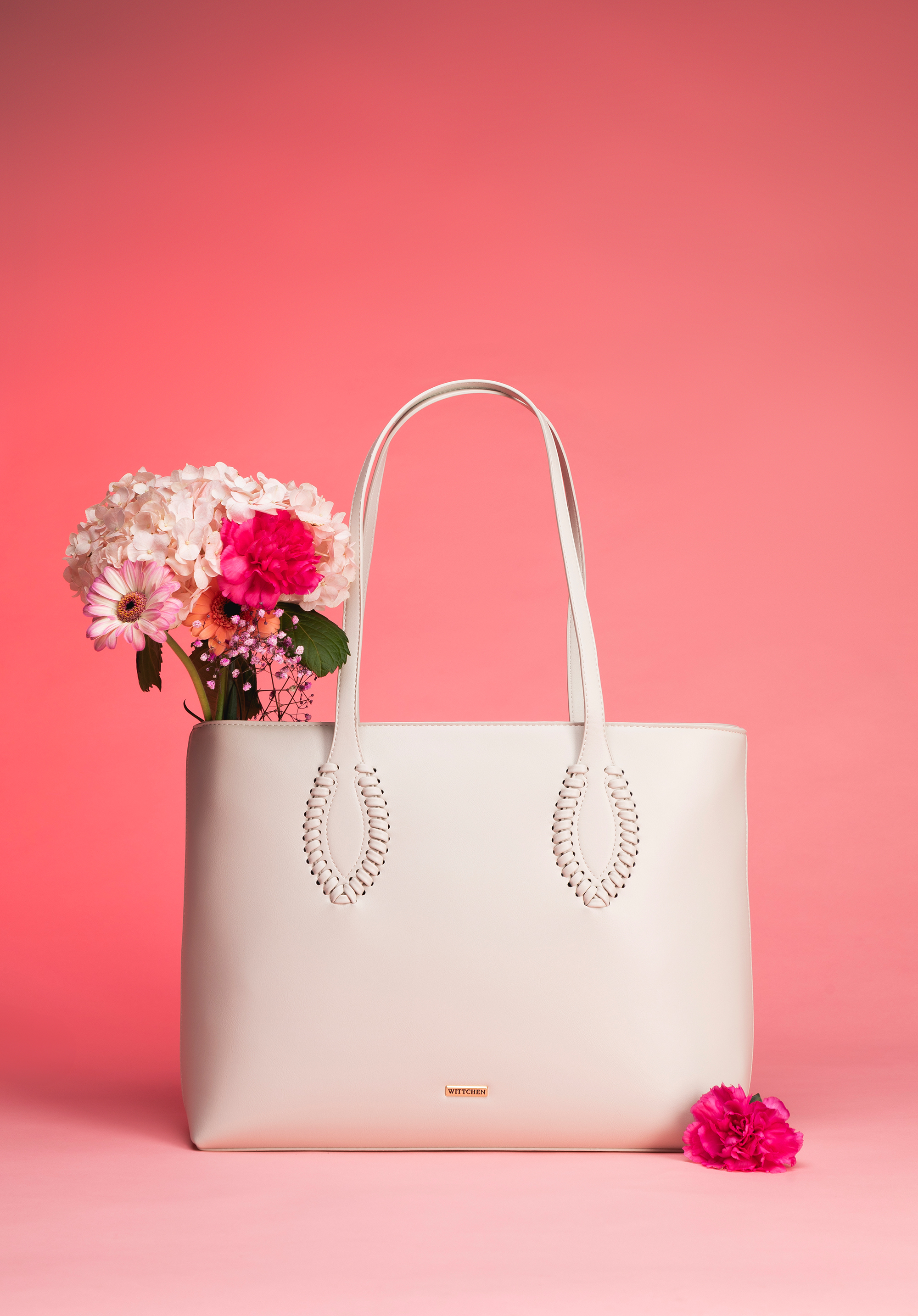 Shopper-Tasche aus Kunstleder für Damen, Creme, 100-4Y-234-0, Bild 1