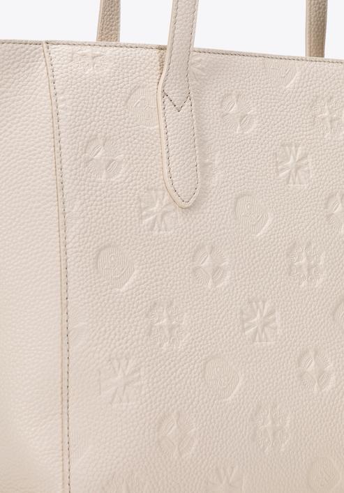 Shopper-Tasche aus Leder mit Monogramm, Creme, 98-4E-605-1, Bild 5