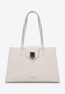 Shopper-Tasche aus Leder mit Zierschnalle, Creme, 98-4E-612-9, Bild 2