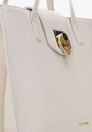 Shopper-Tasche aus Leder mit Zierschnalle, Creme, 98-4E-612-9, Bild 5