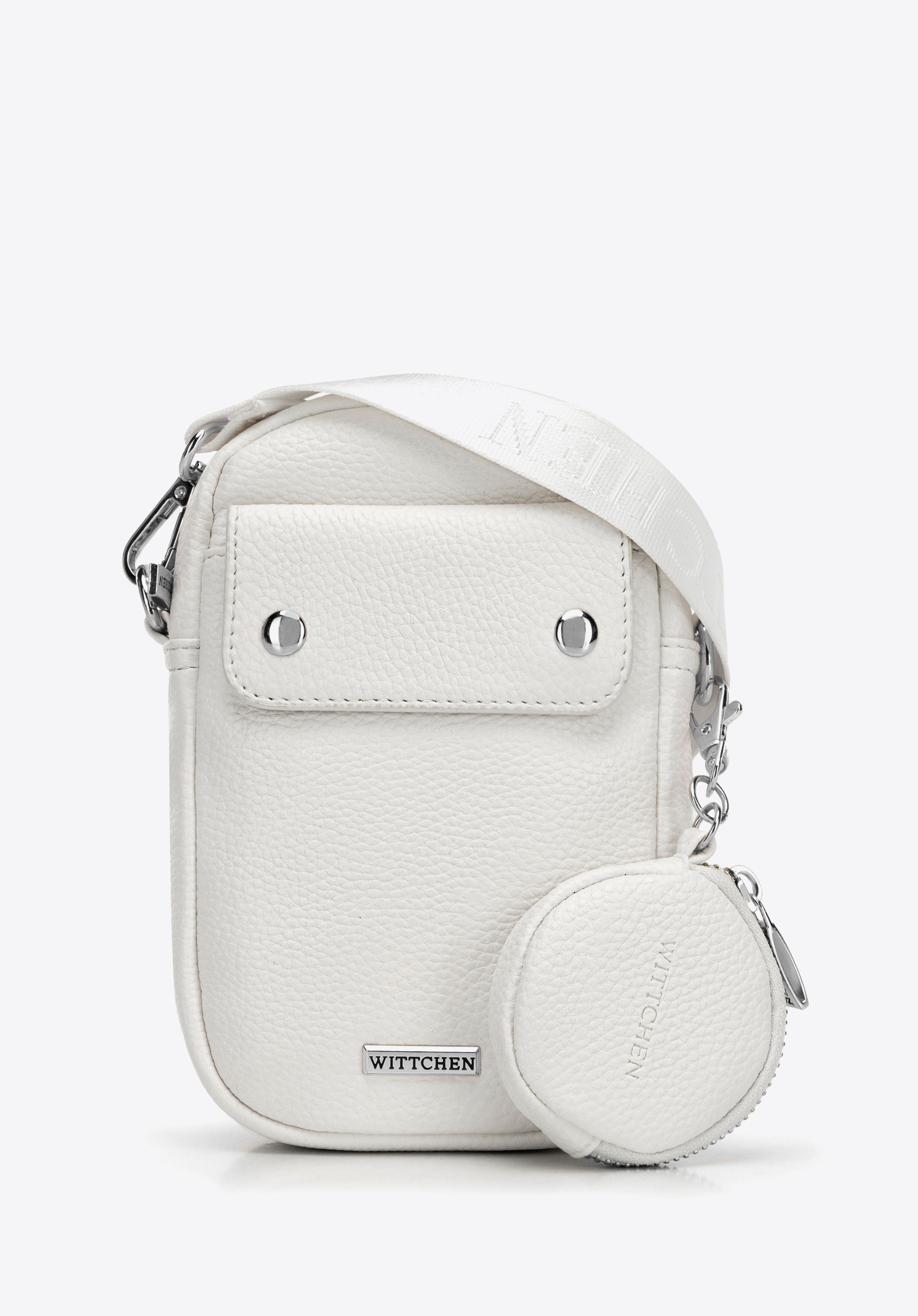 Damen-Mini-Tasche aus Öko-Leder, Creme-Silber, 100-2Y-011-0S, Bild 1